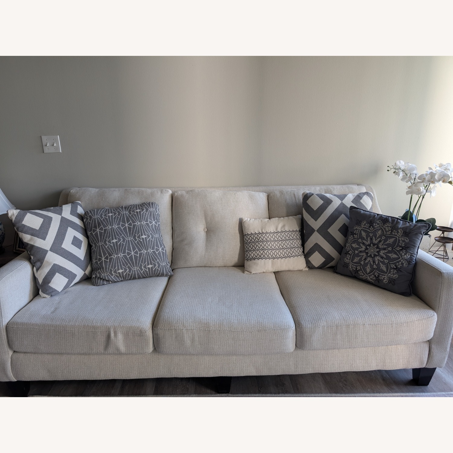 Ashley Furniture White Fabric 3+ Seater Sofa - image-3