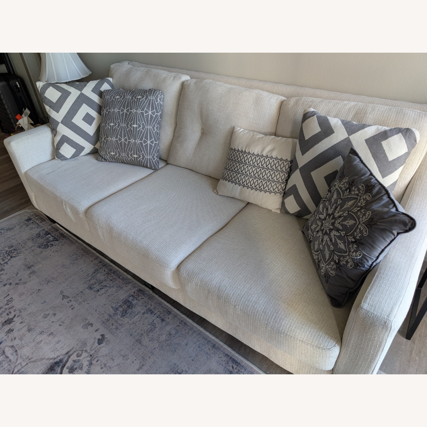 Ashley Furniture White Fabric 3+ Seater Sofa - AptDeco