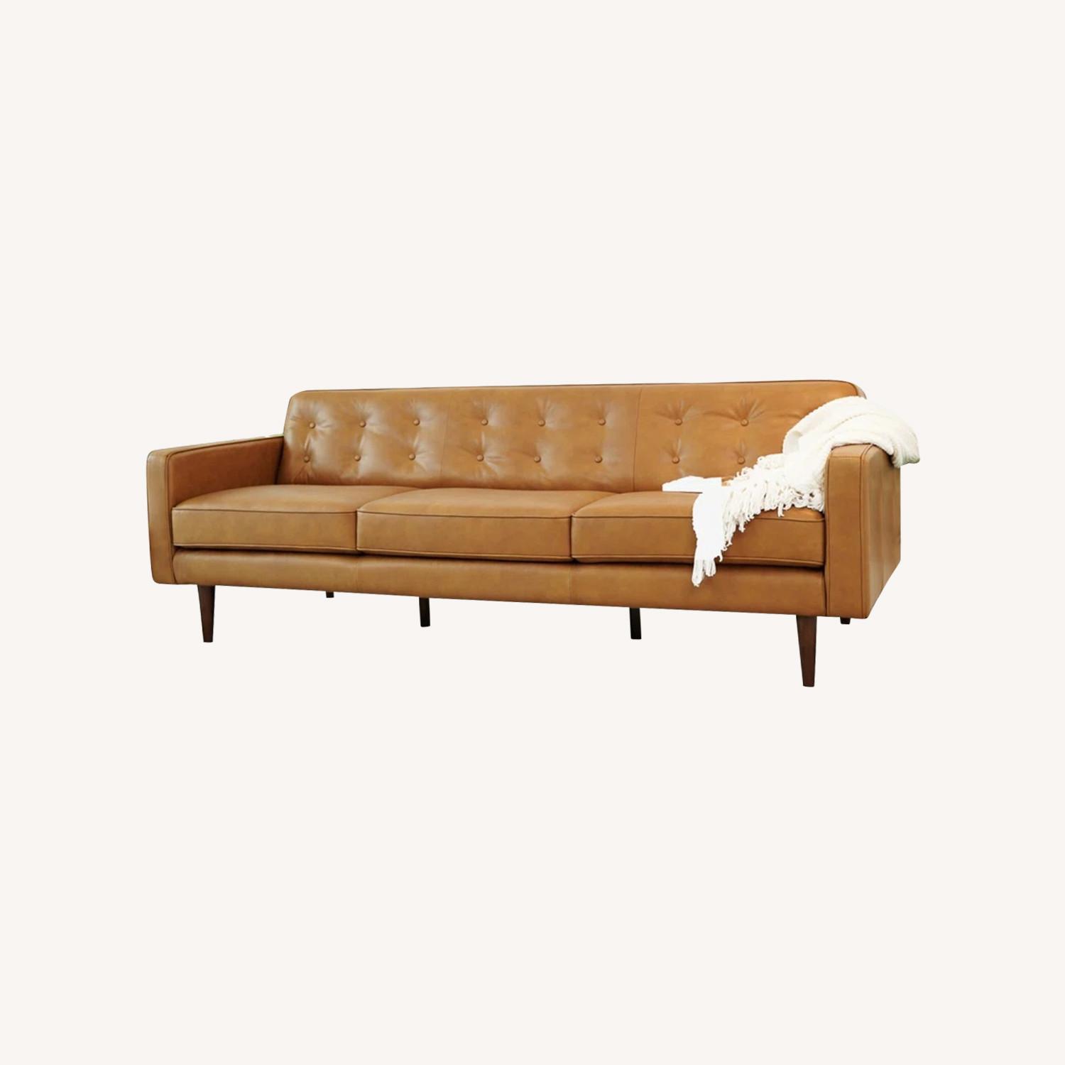 Dark Brown Leather 3+ Seater Sofa - image-0