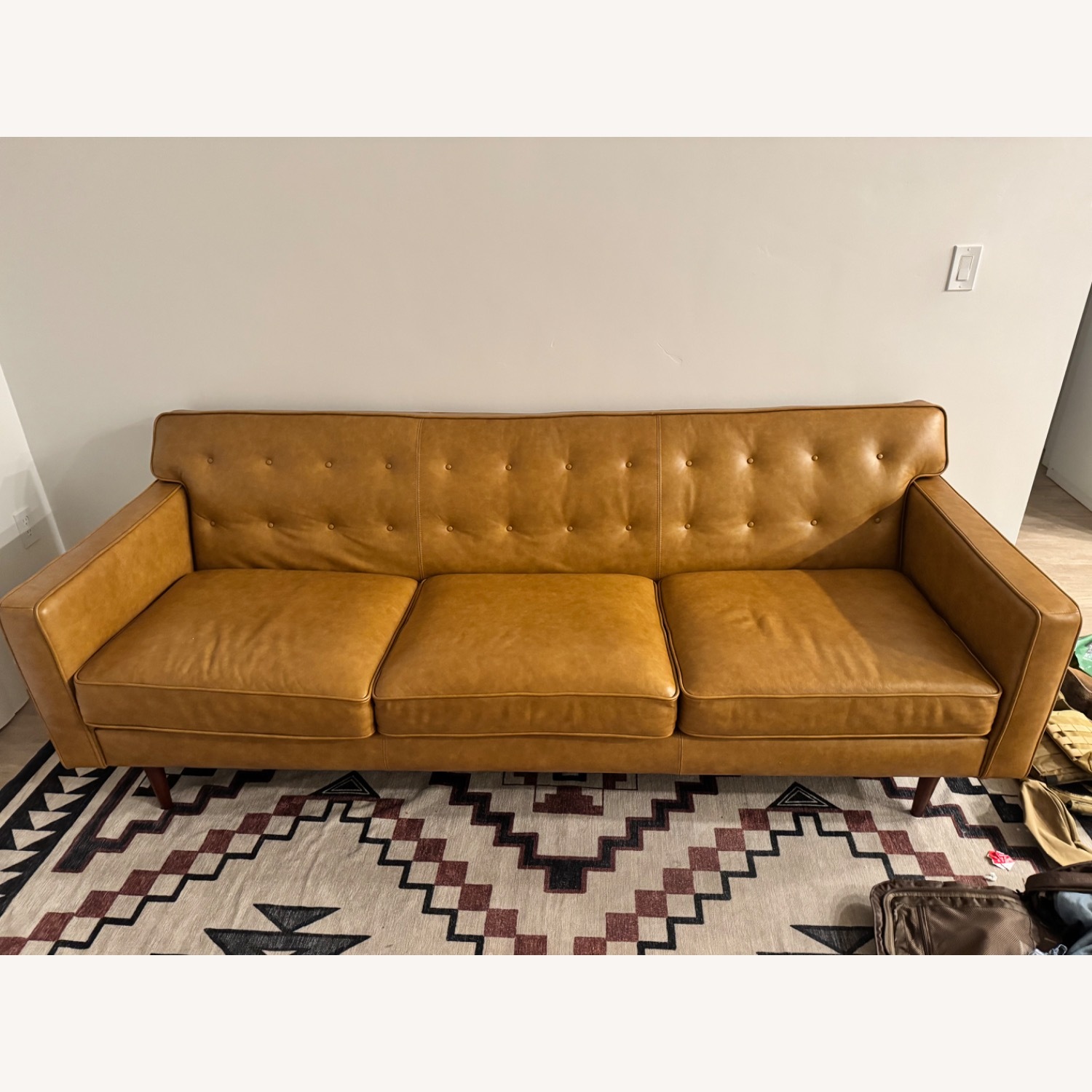 Dark Brown Leather 3+ Seater Sofa - image-1