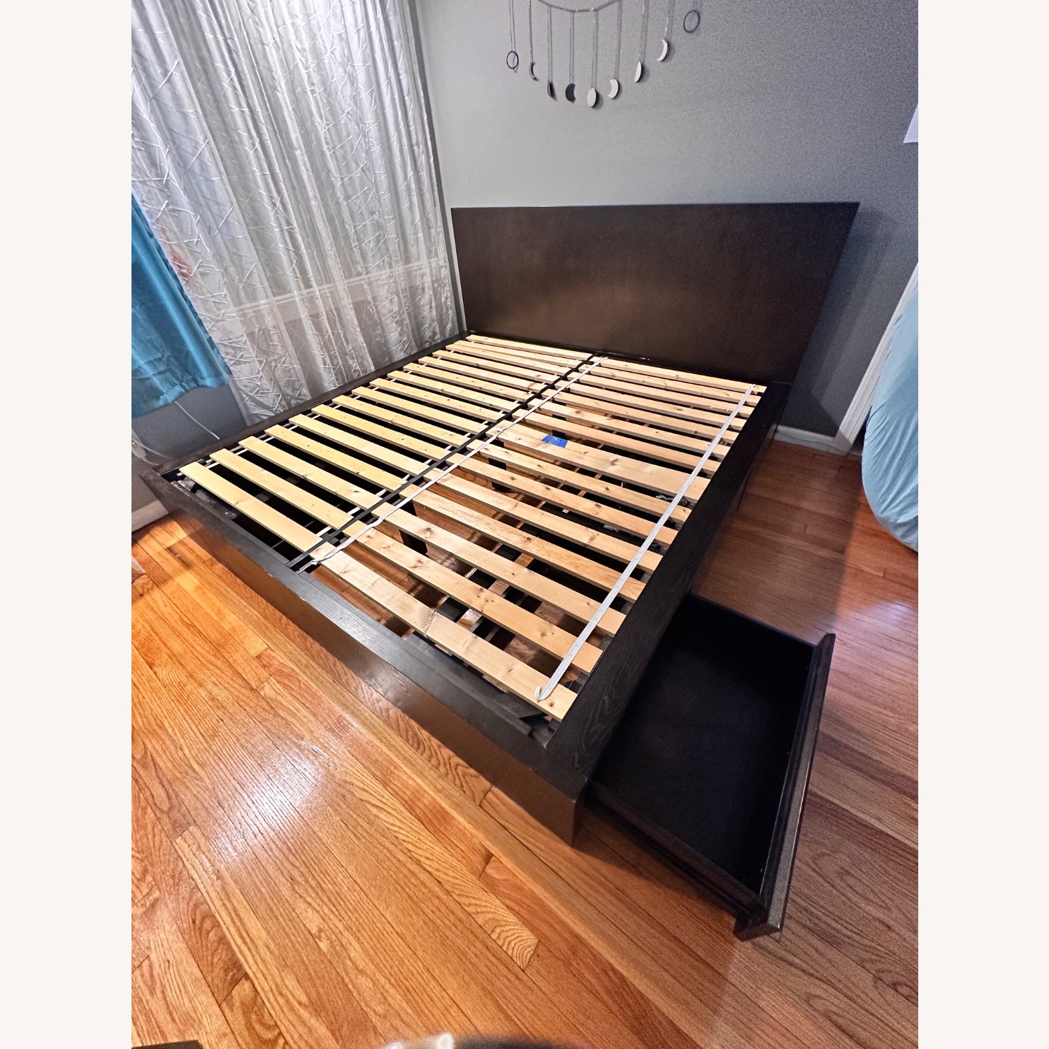 West Elm Dark Brown Wood King Bed - image-3