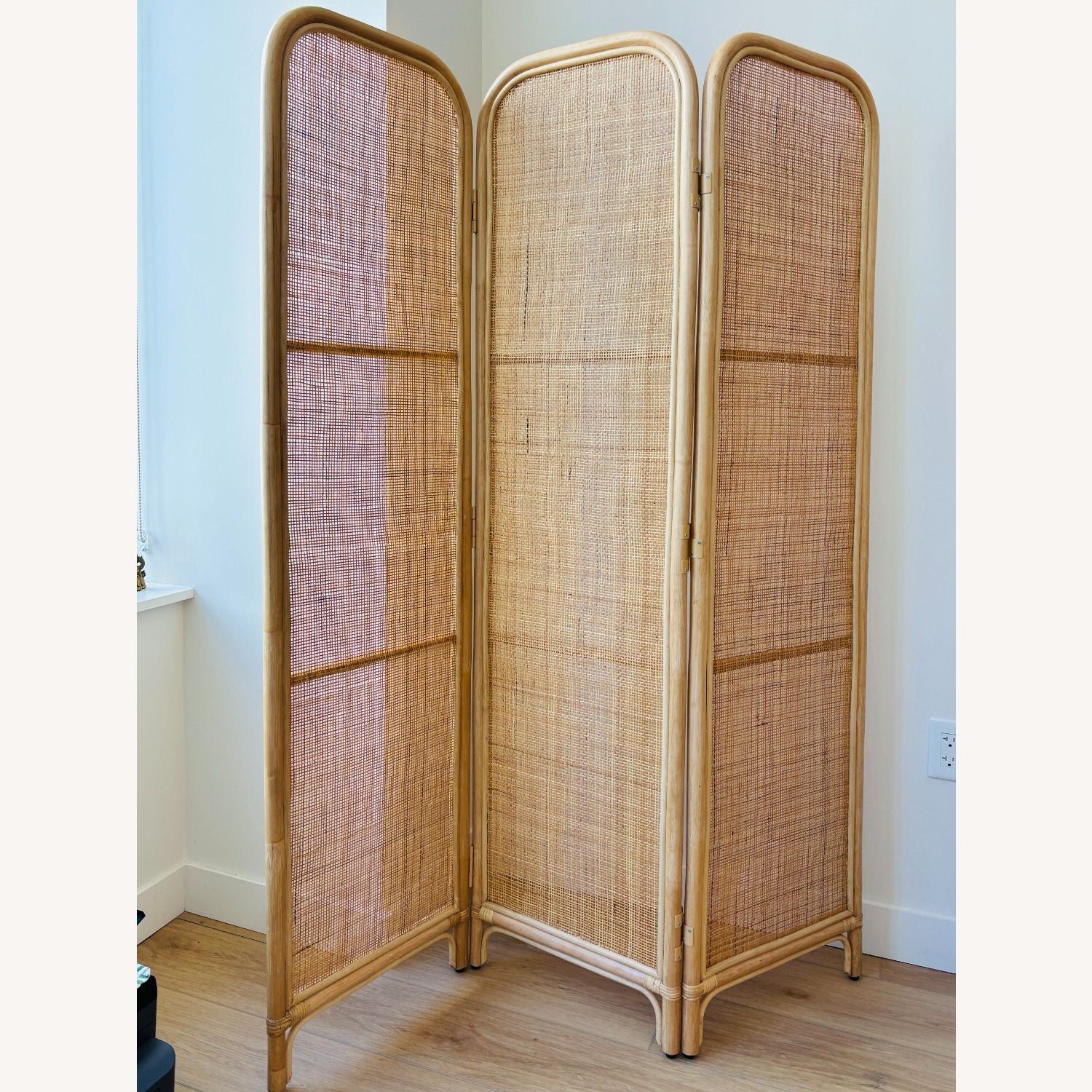 West Elm Zeze Natural Rattan Room Divider - image-1