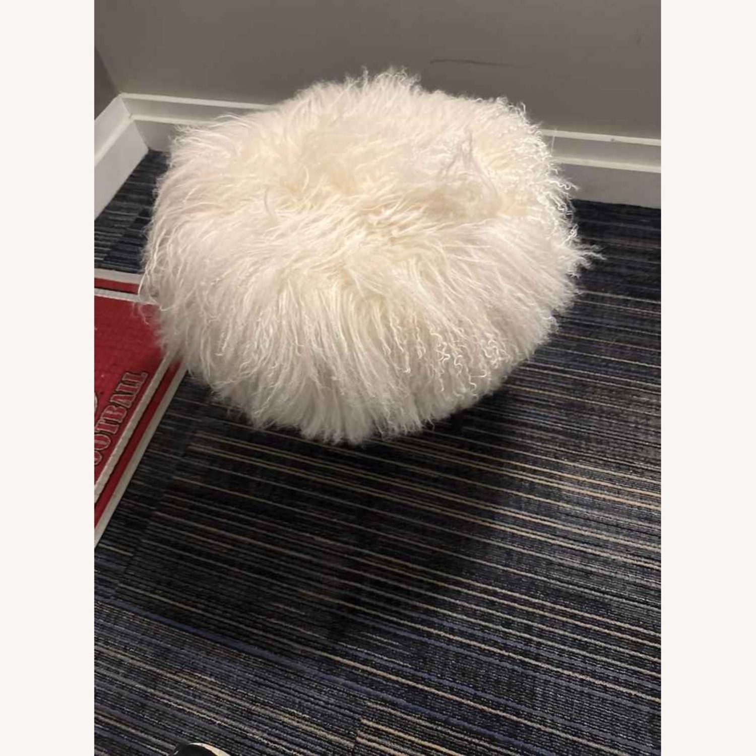 West Elm Mongolian Stool Stone White - image-3