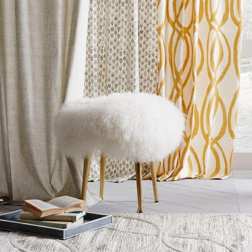 Used West Elm Mongolian Stool Stone White for sale on AptDeco