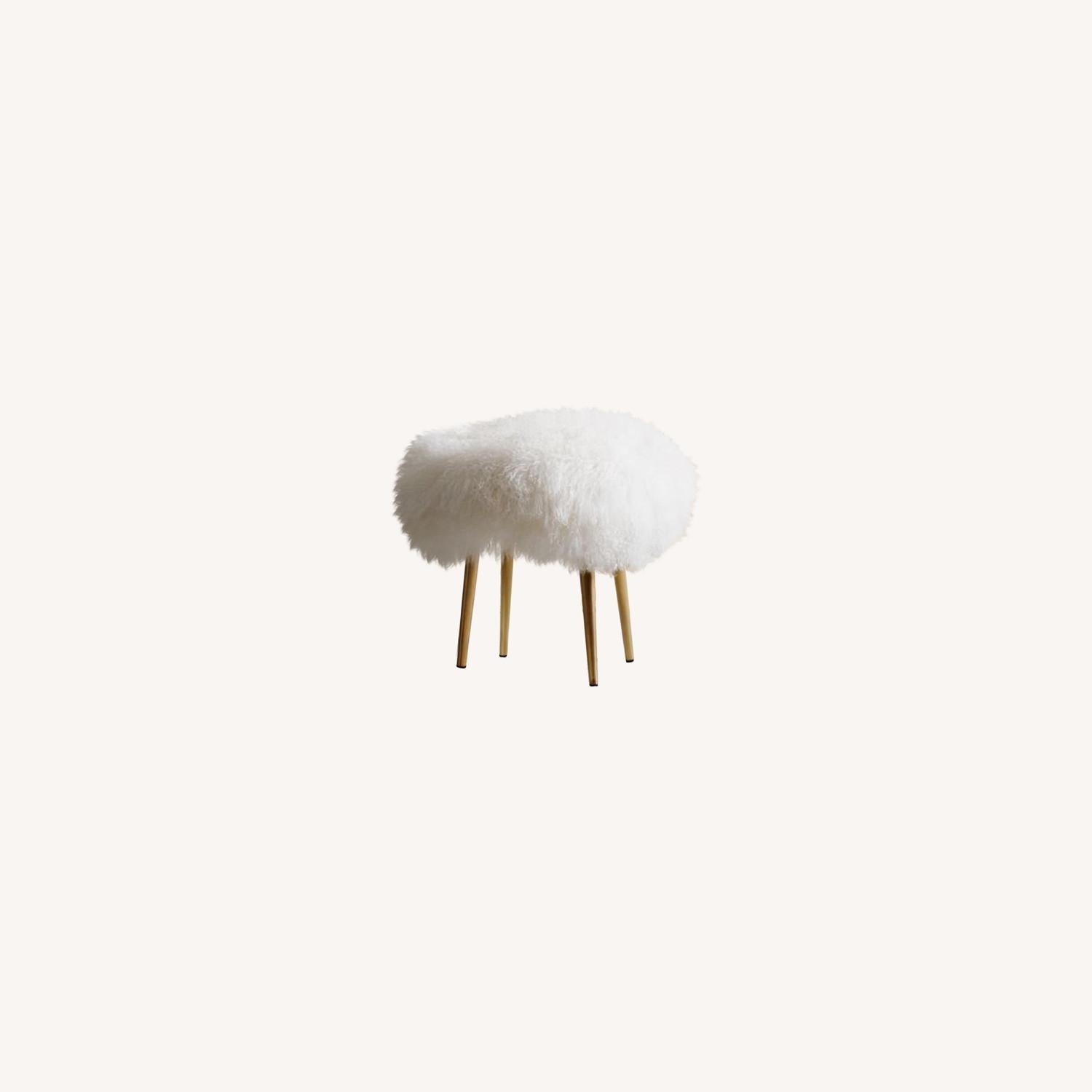 West Elm Mongolian Stool Stone White - image-0