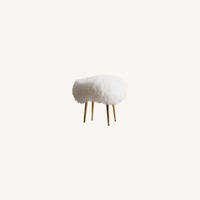 West Elm Mongolian Stool Stone White