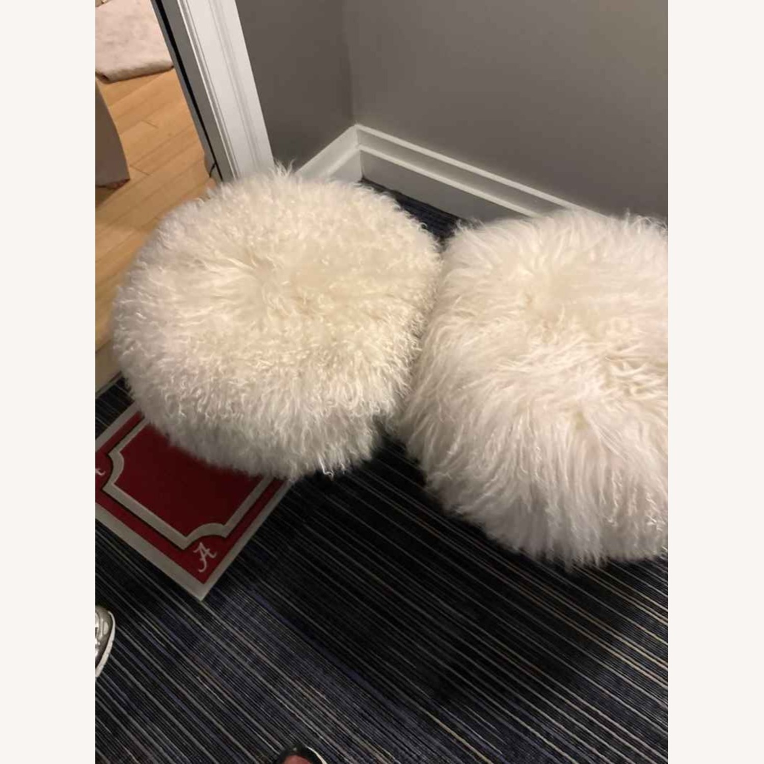 West Elm Mongolian Stool Stone White - image-5