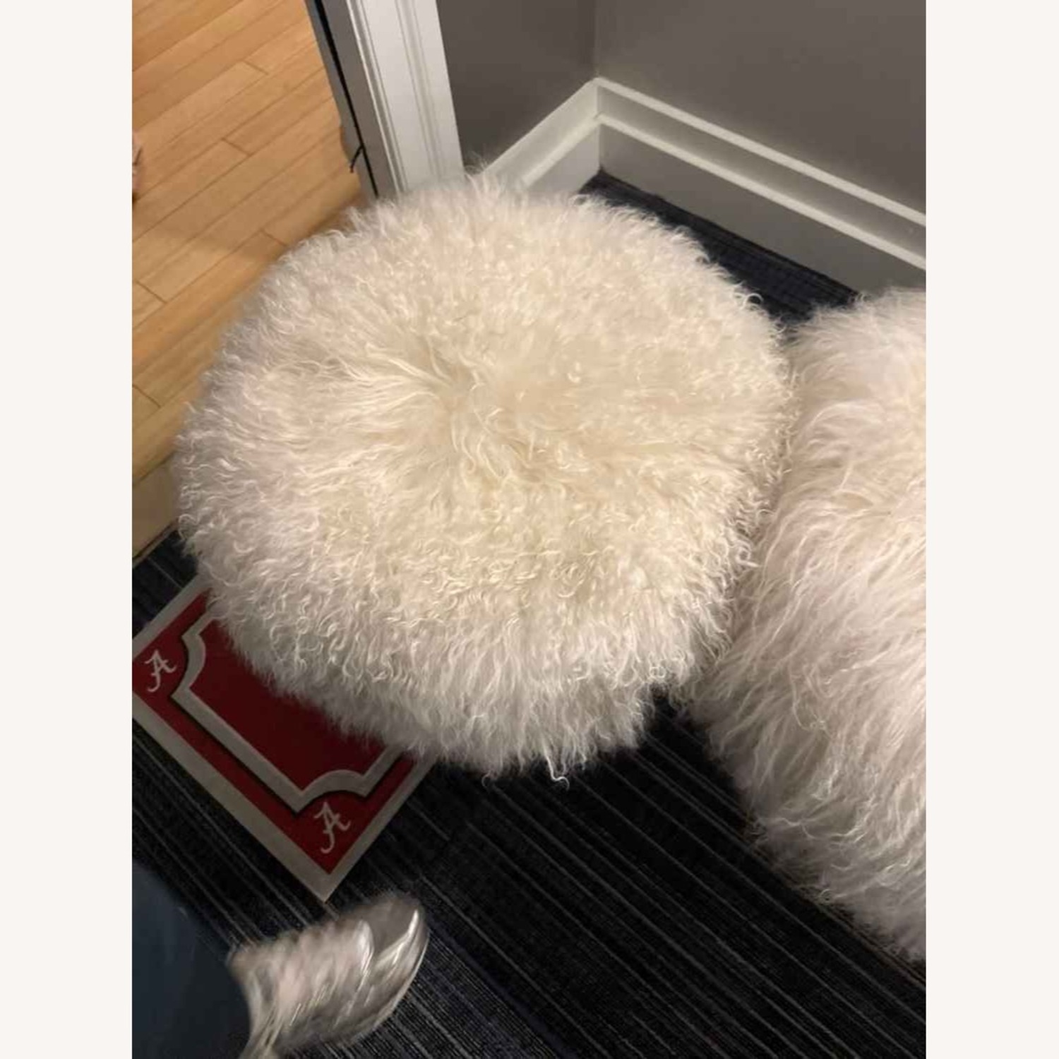 West Elm Mongolian Stool Stone White - image-4