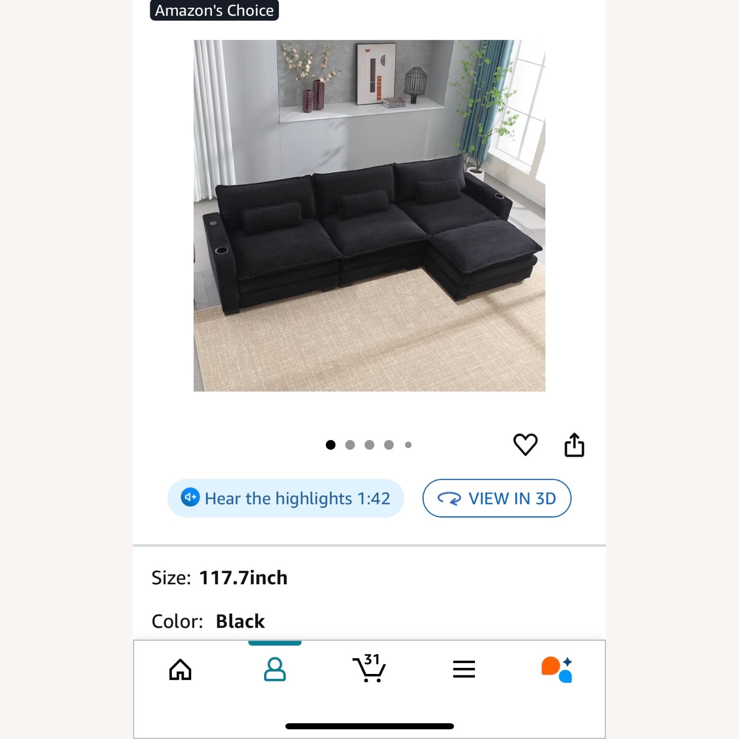 Amazon Gray Lounge Sofa - image-4