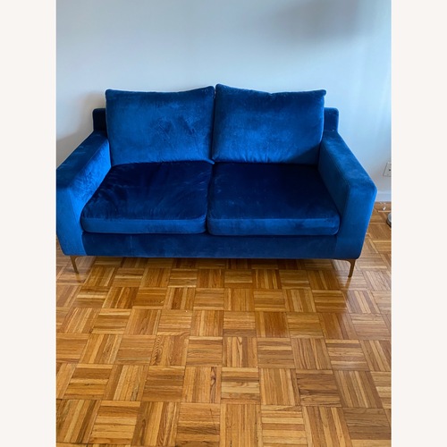 Used Interior Define Sloan Blue Velvet 2 Seater Sofa for sale on AptDeco