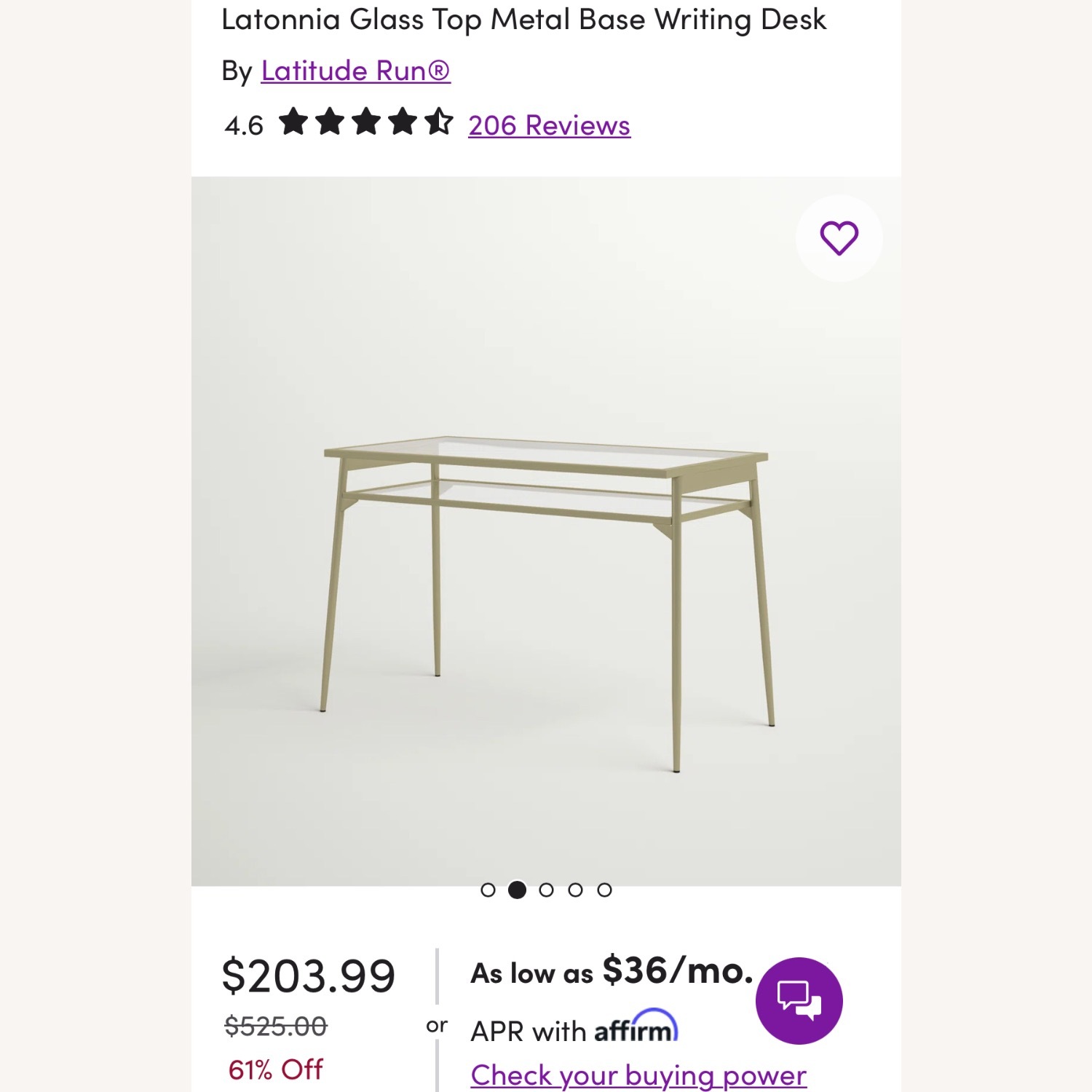 Wayfair Gold Glass Desk - image-4