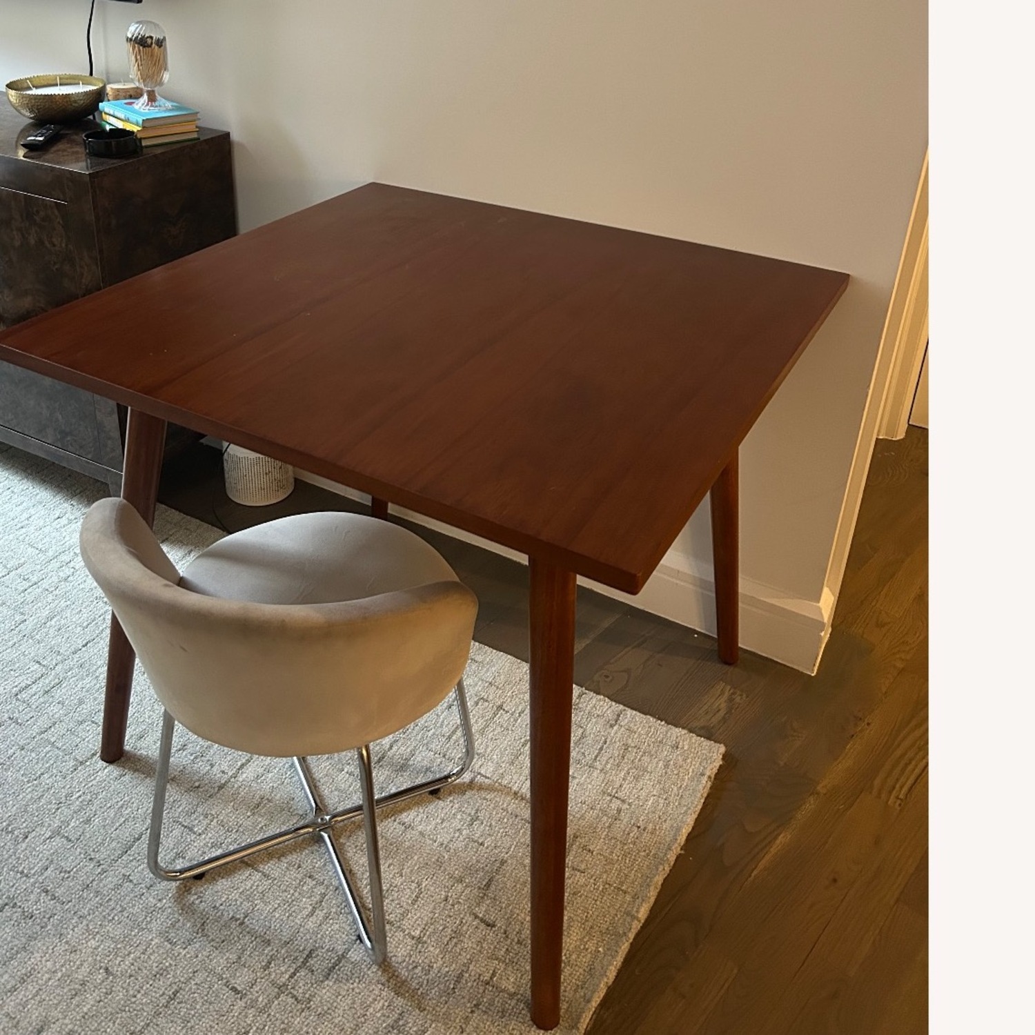 Wayfair Dark Brown Wood Veneer Dining Table - AptDeco