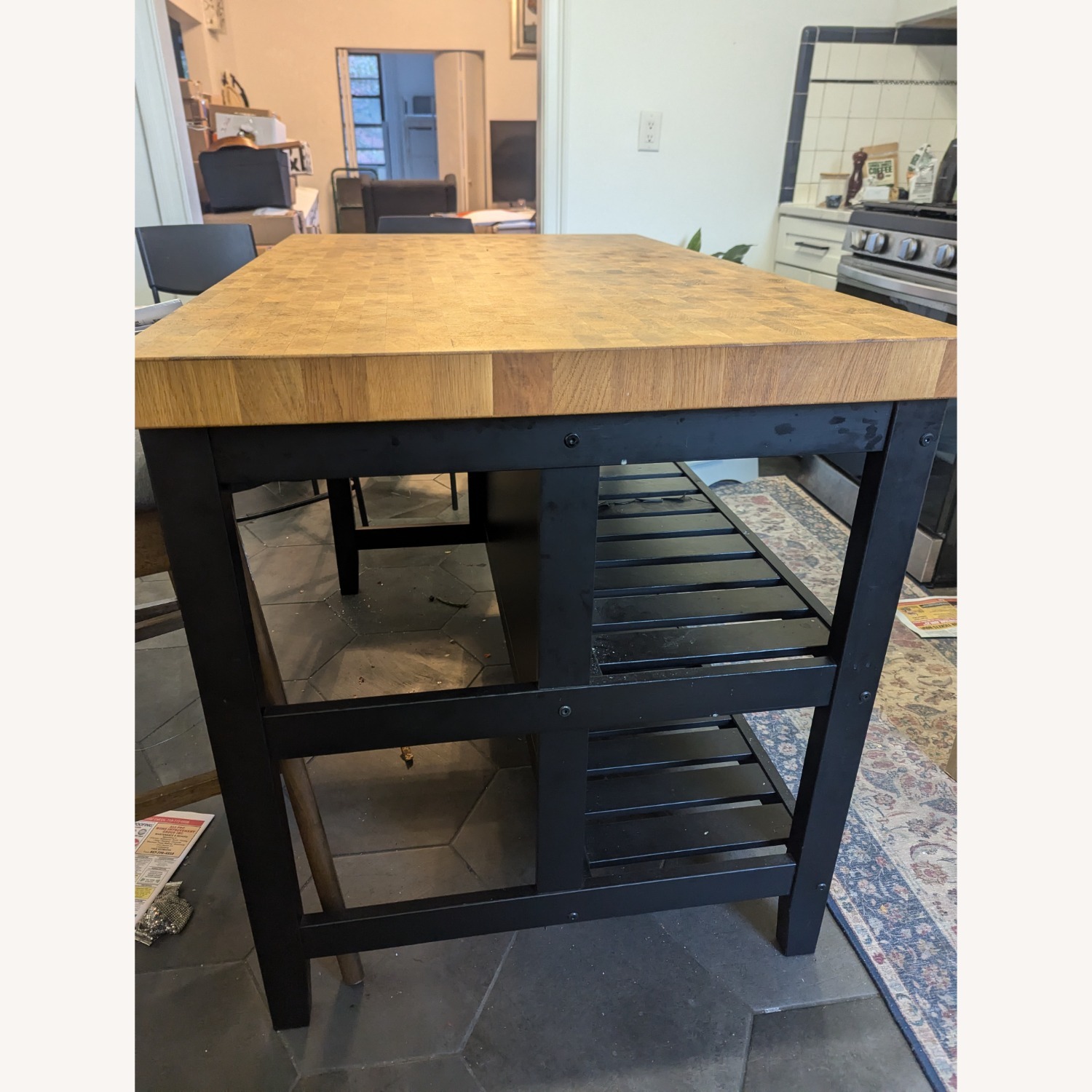 IKEA VADHOLMA Black Wood Kitchen Island - image-3