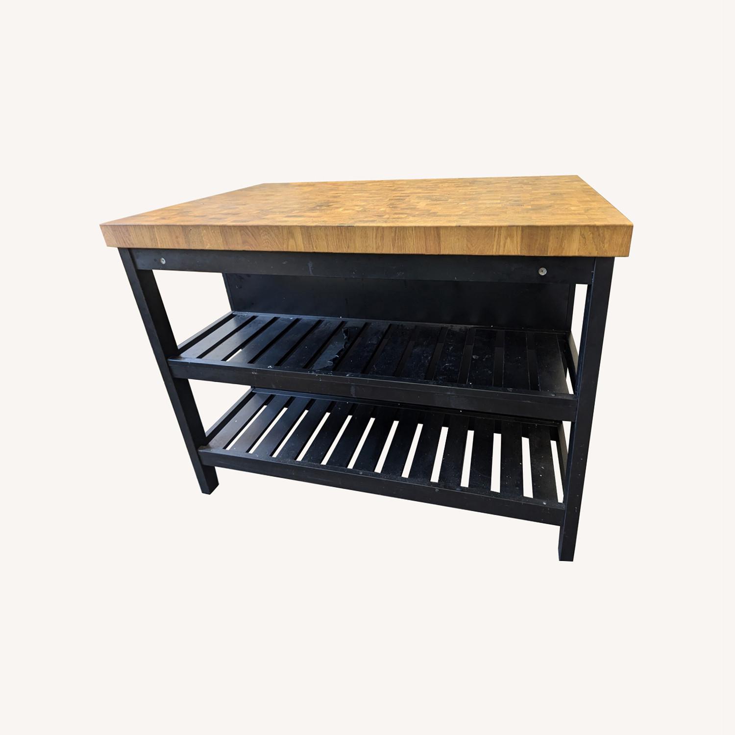 IKEA VADHOLMA Black Wood Kitchen Island - image-0