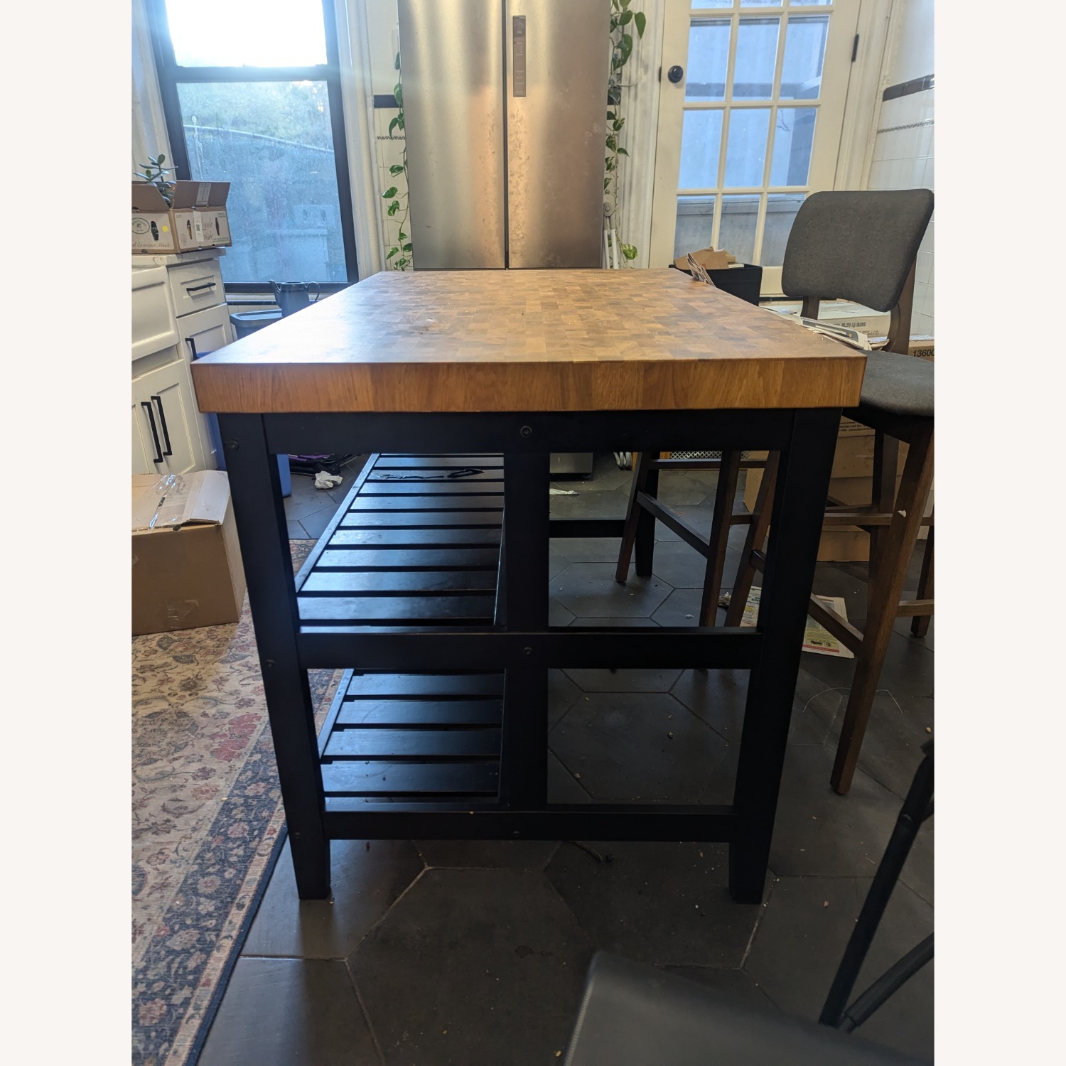 IKEA VADHOLMA Black Wood Kitchen Island - image-2