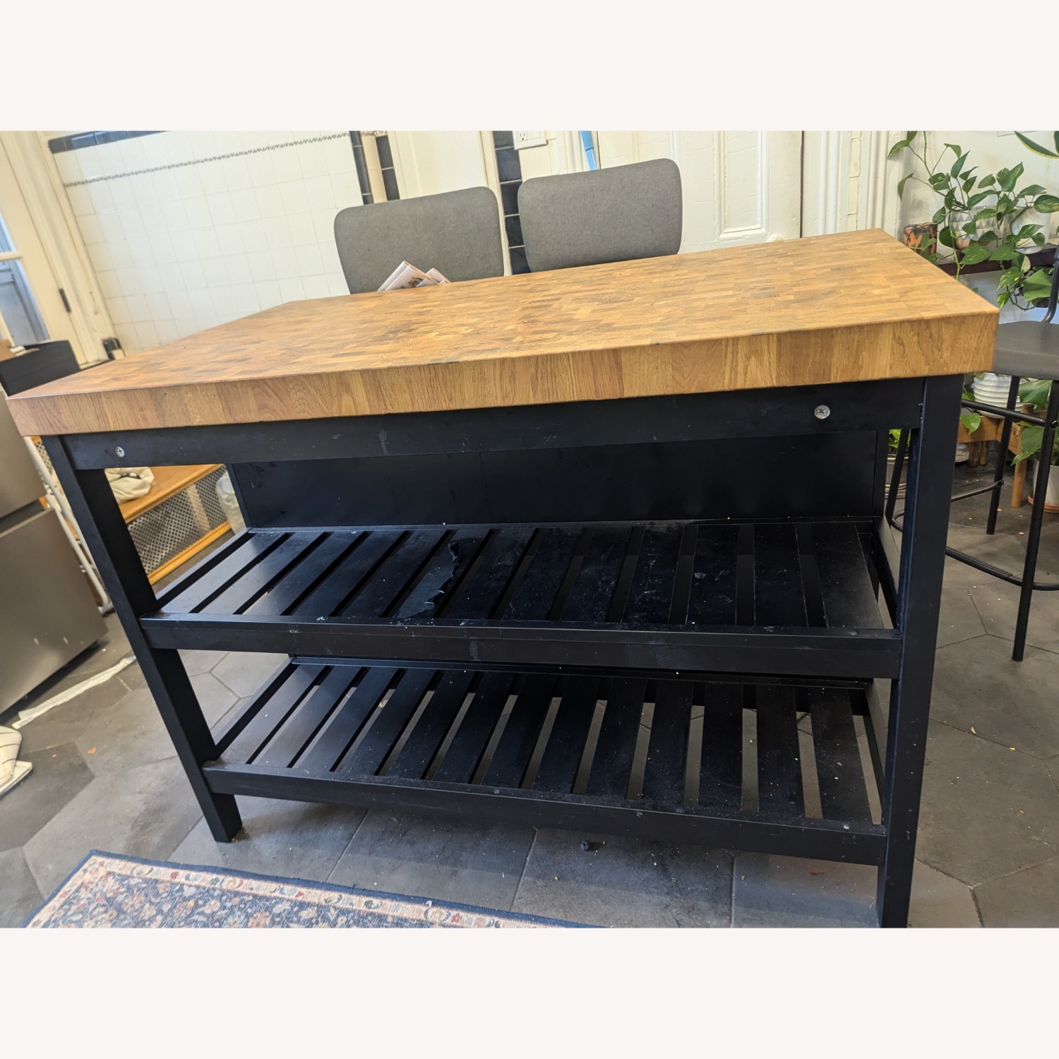 IKEA VADHOLMA Black Wood Kitchen Island - image-1
