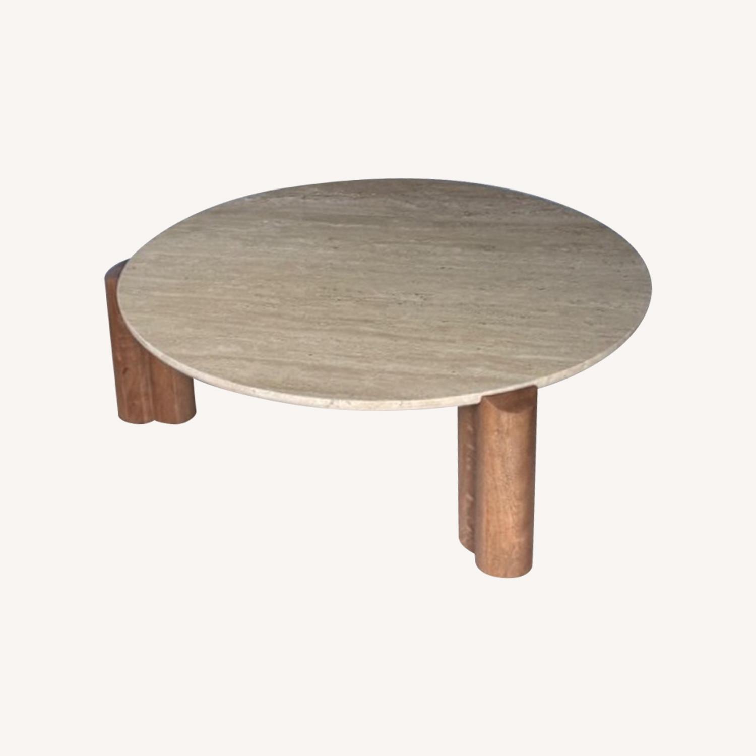 West Elm Travertine Stone Coffee Table - image-5