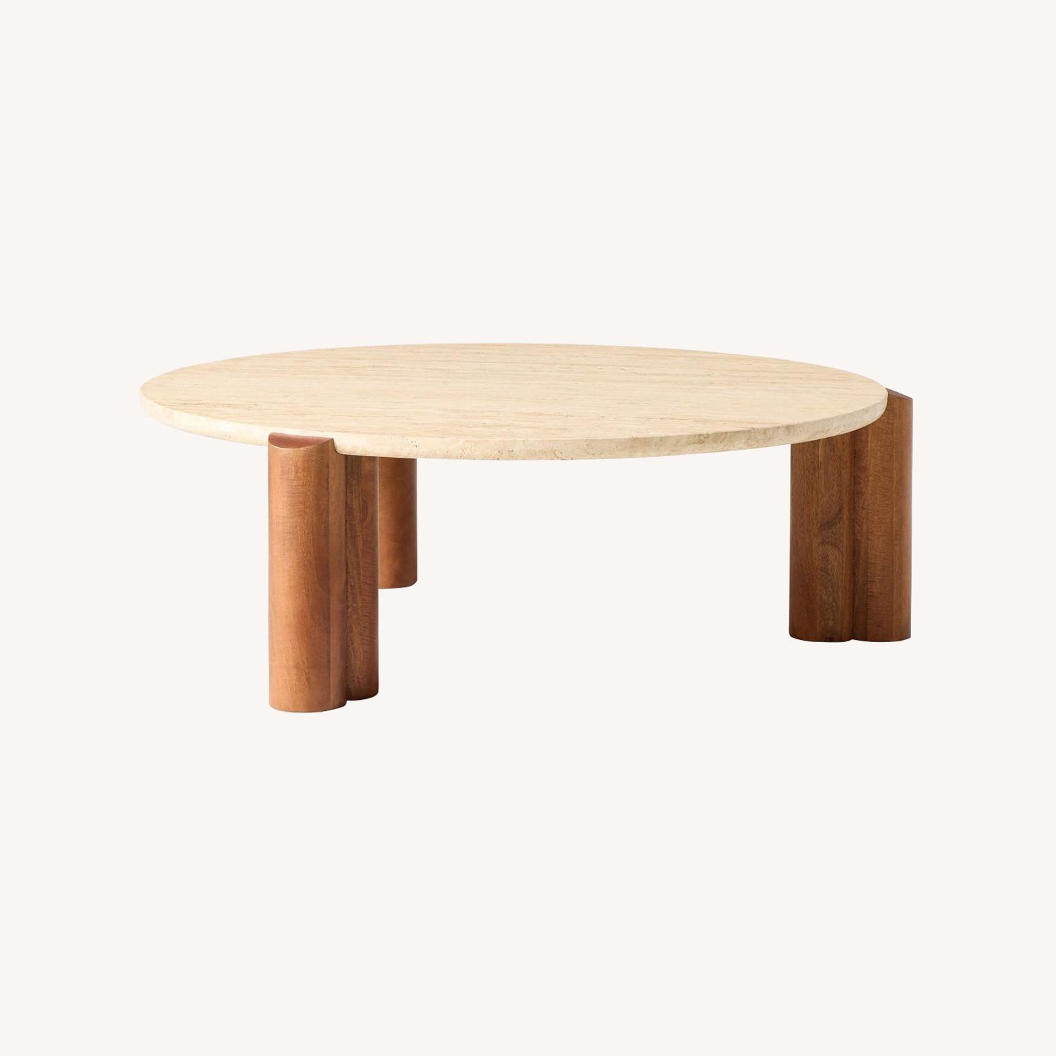 West Elm Travertine Stone Coffee Table - image-6