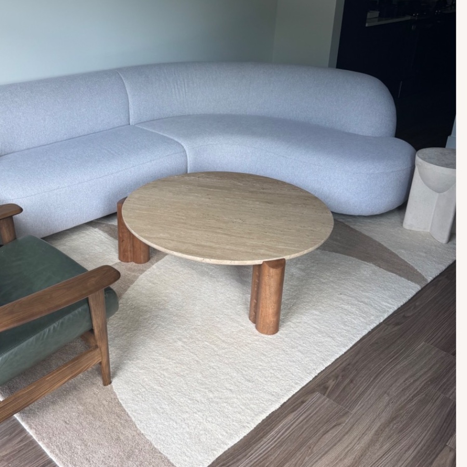 West Elm Travertine Stone Coffee Table - image-1