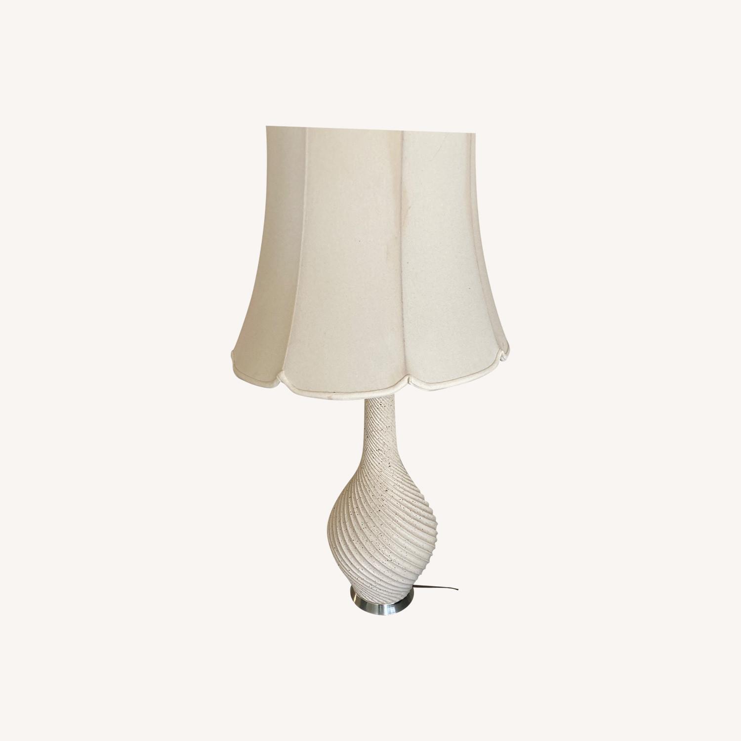 2 Glass End Tables with Lamps - image-0