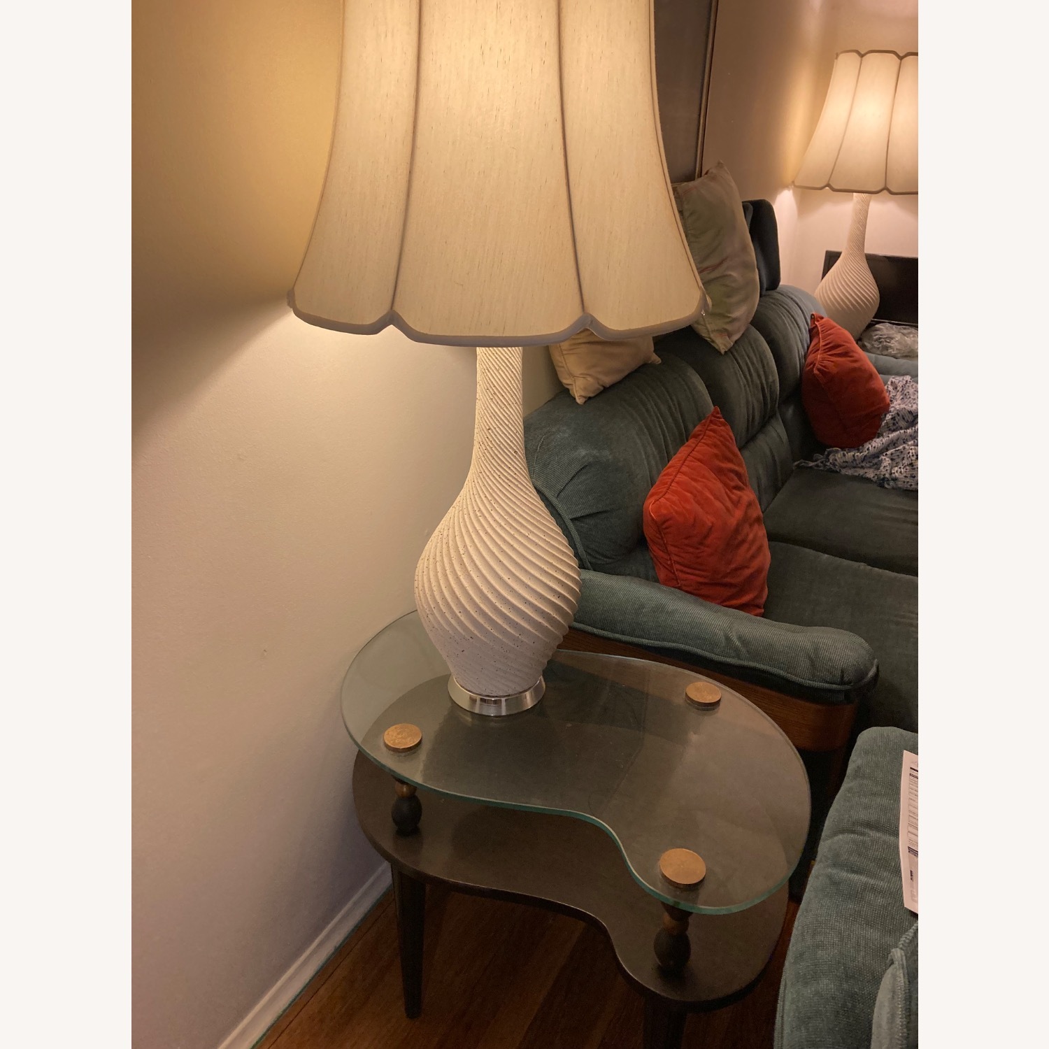 2 Glass End Tables with Lamps - image-3