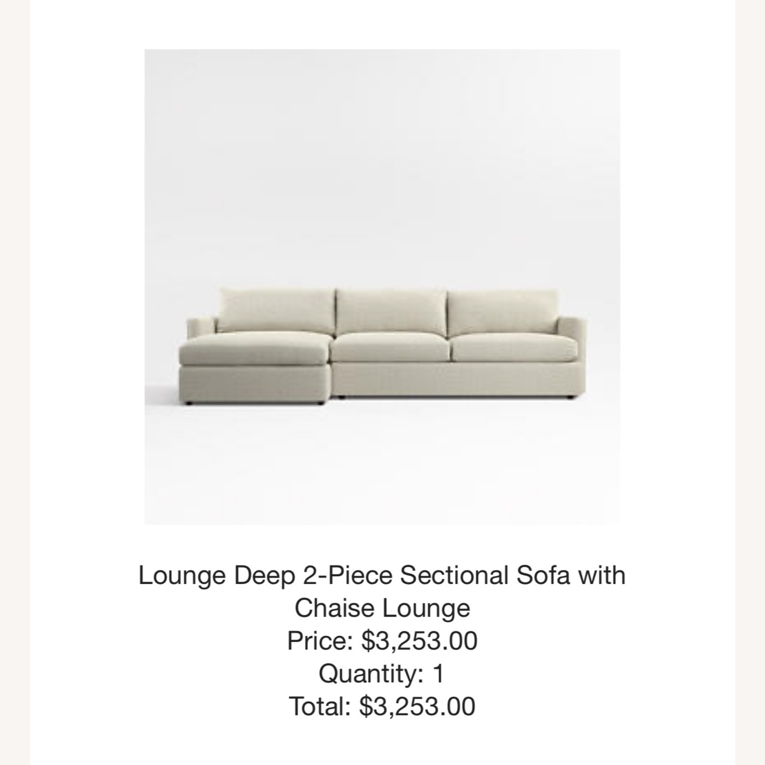 Crate & Barrel Lounge Deep 2-Piece Sectional with Chaise - image-7