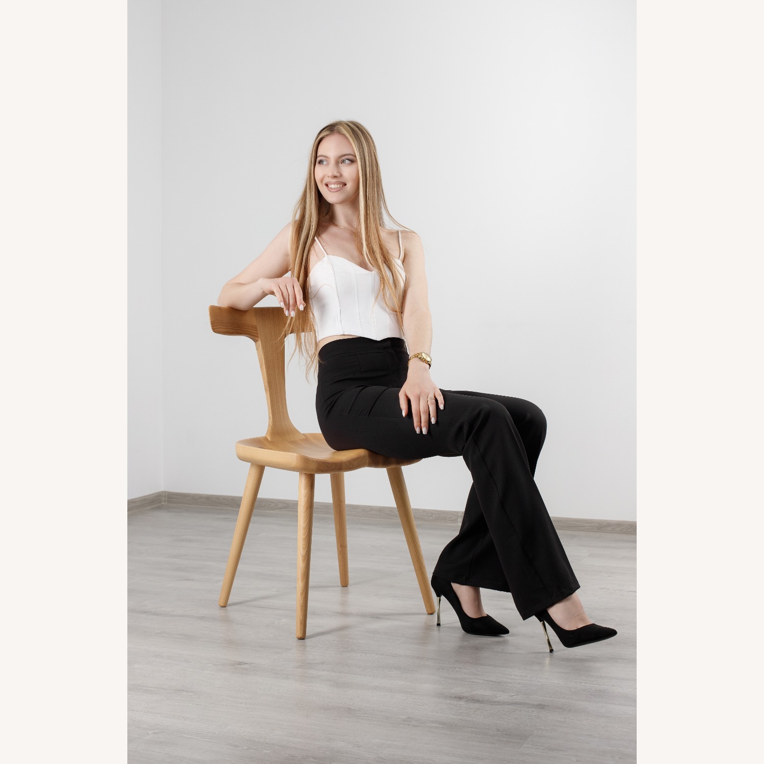 Natural Solid Wood Dining Chair - image-11