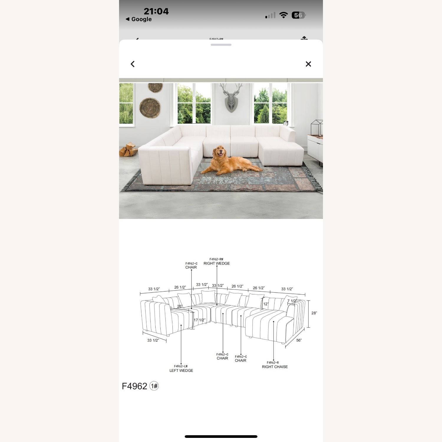Vintage/Antique White Velvet 3+ Piece Sectional - image-1