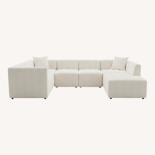 Used Vintage/Antique White Velvet 3+ Piece Sectional for sale on AptDeco