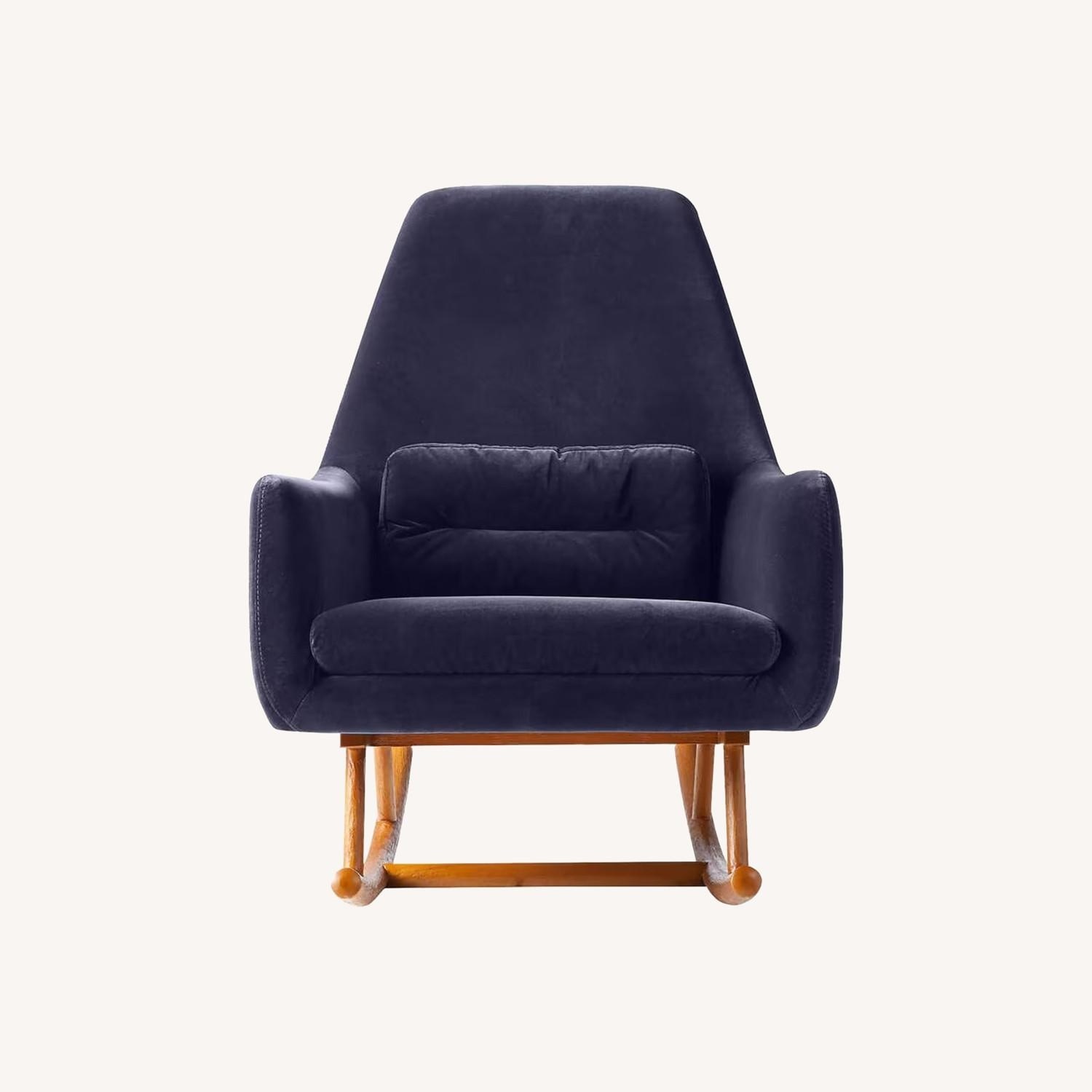 CB2 Dark Blue Velvet Rocking Chair - image-0
