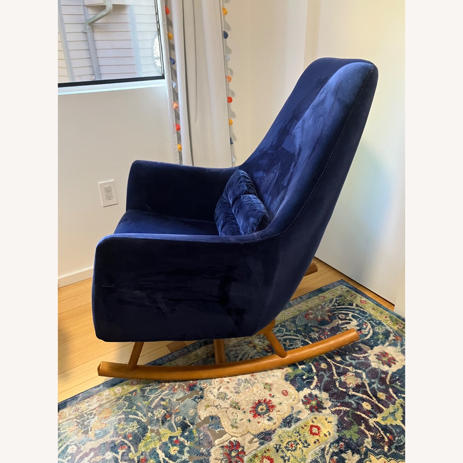 CB2 Dark Blue Velvet Rocking Chair - image-3