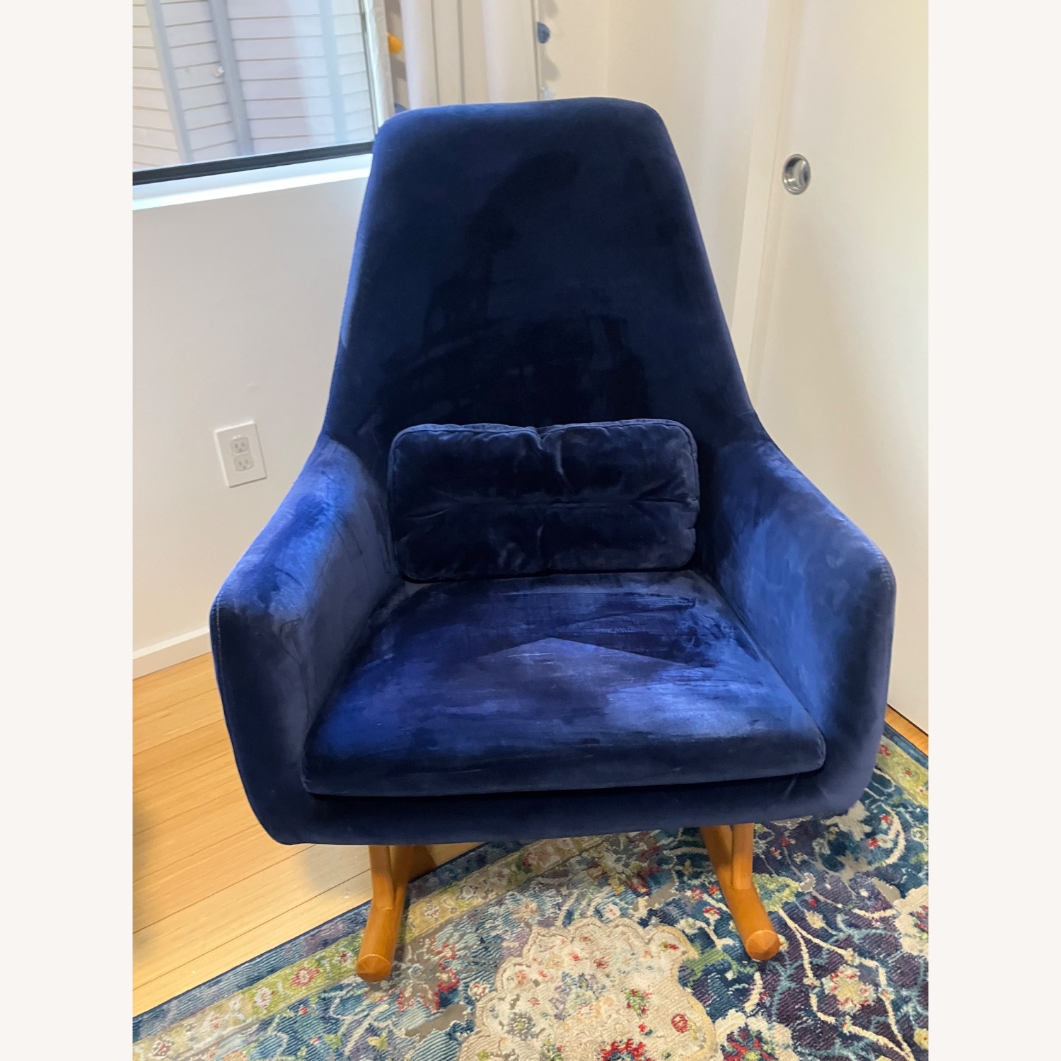 CB2 Dark Blue Velvet Rocking Chair - image-2