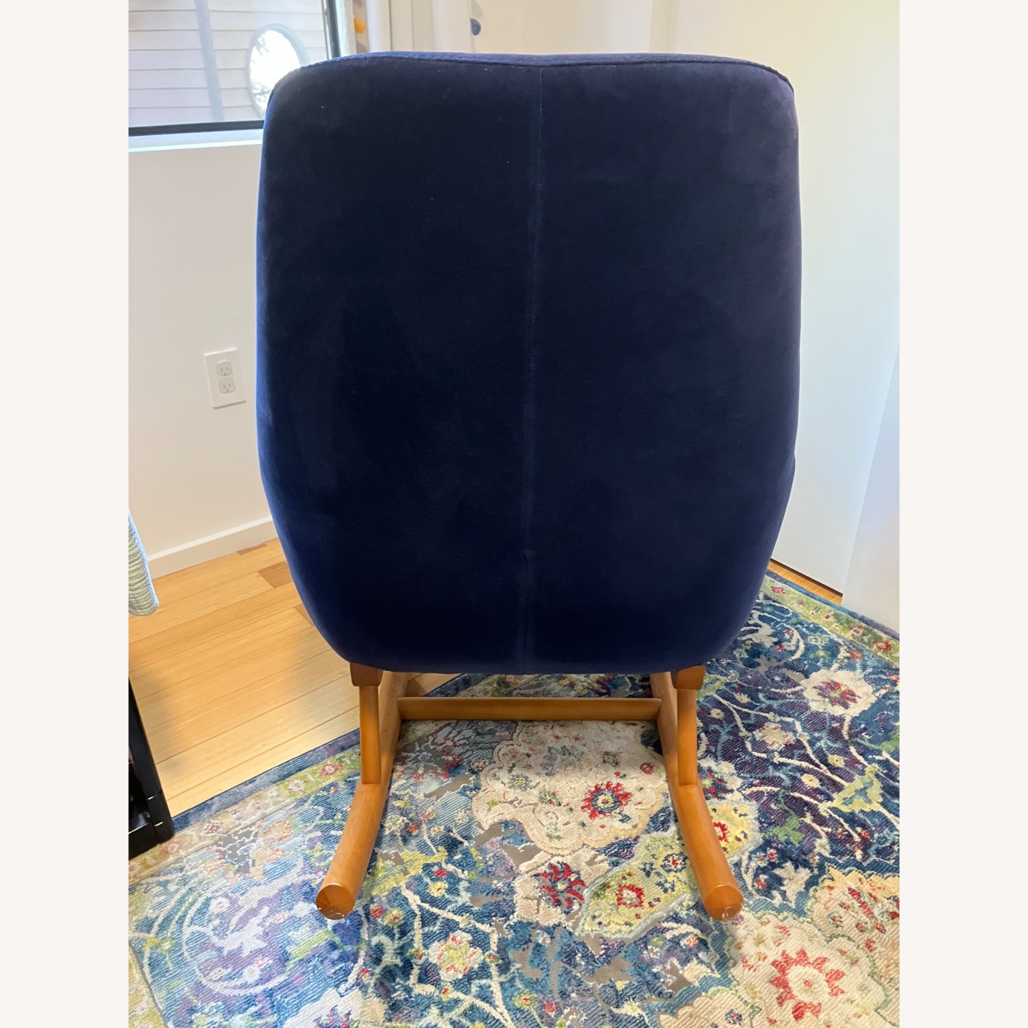 CB2 Dark Blue Velvet Rocking Chair - image-4