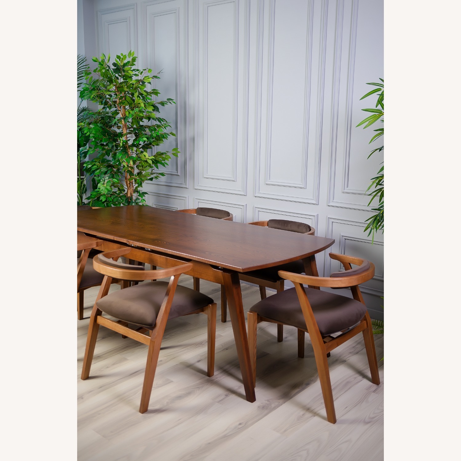 Dark Brown Solid Wood Dining Chair - image-13