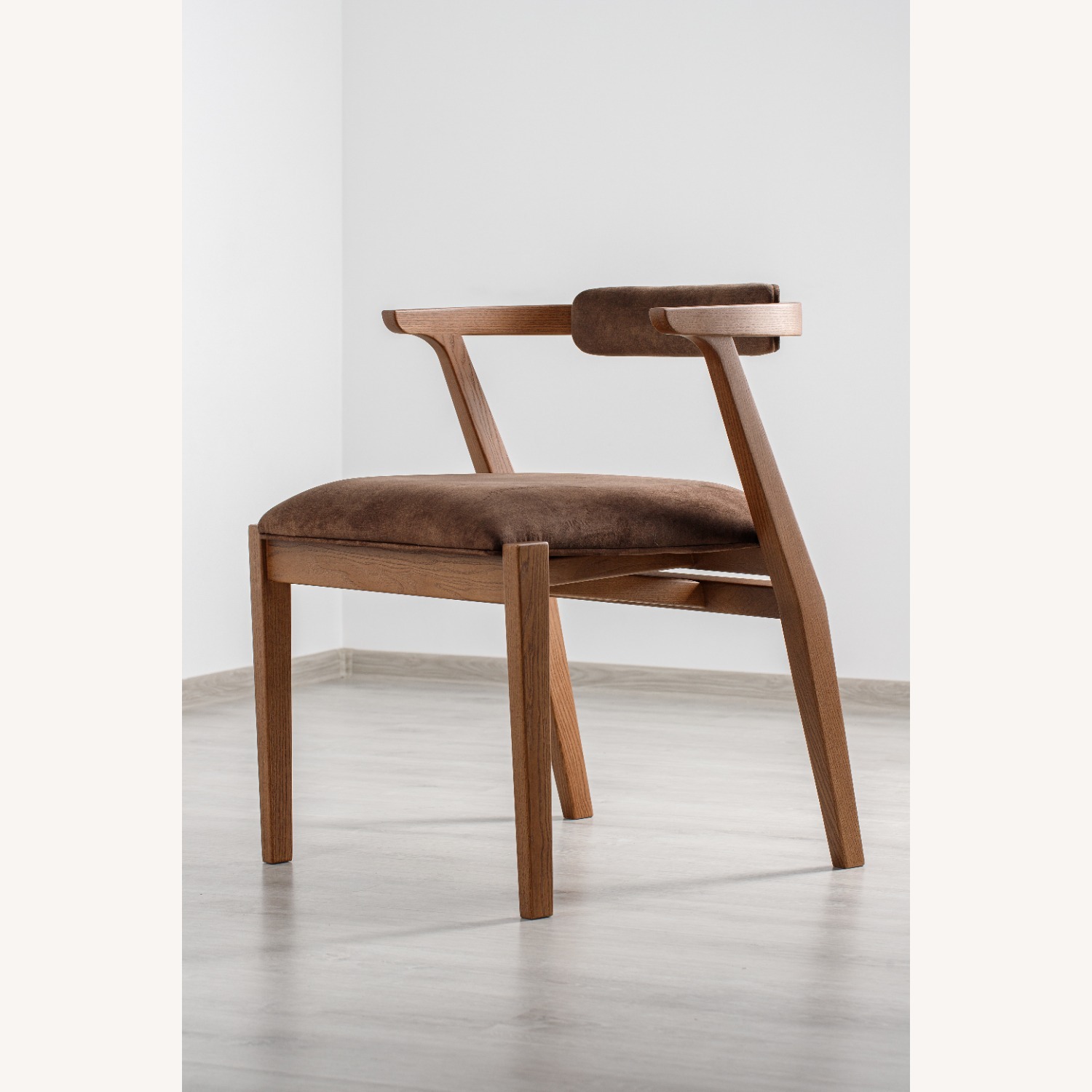 Dark Brown Solid Wood Dining Chair - image-2
