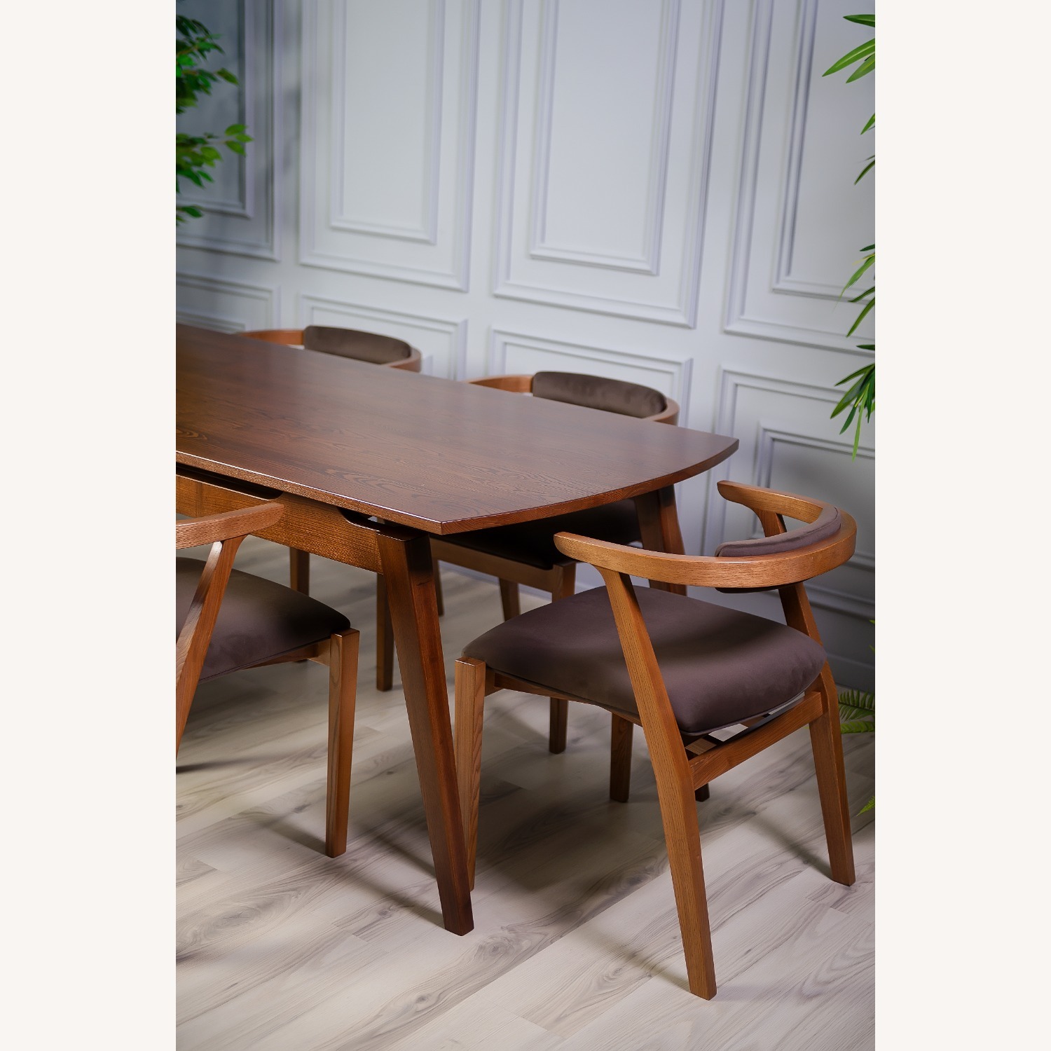 Dark Brown Solid Wood Dining Chair - image-12