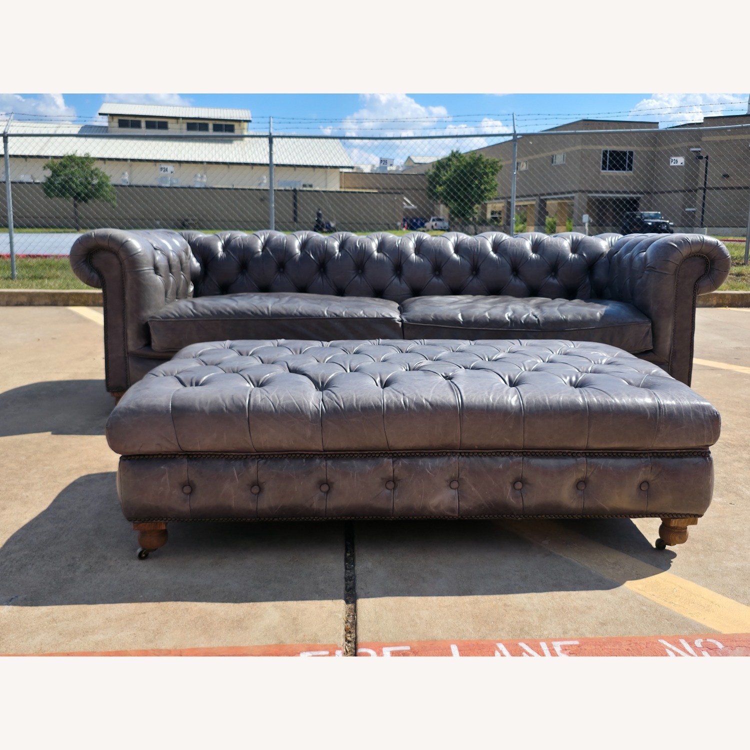 Restoration Hardware Kensington Leather 3+ Seater Sofa - image-3
