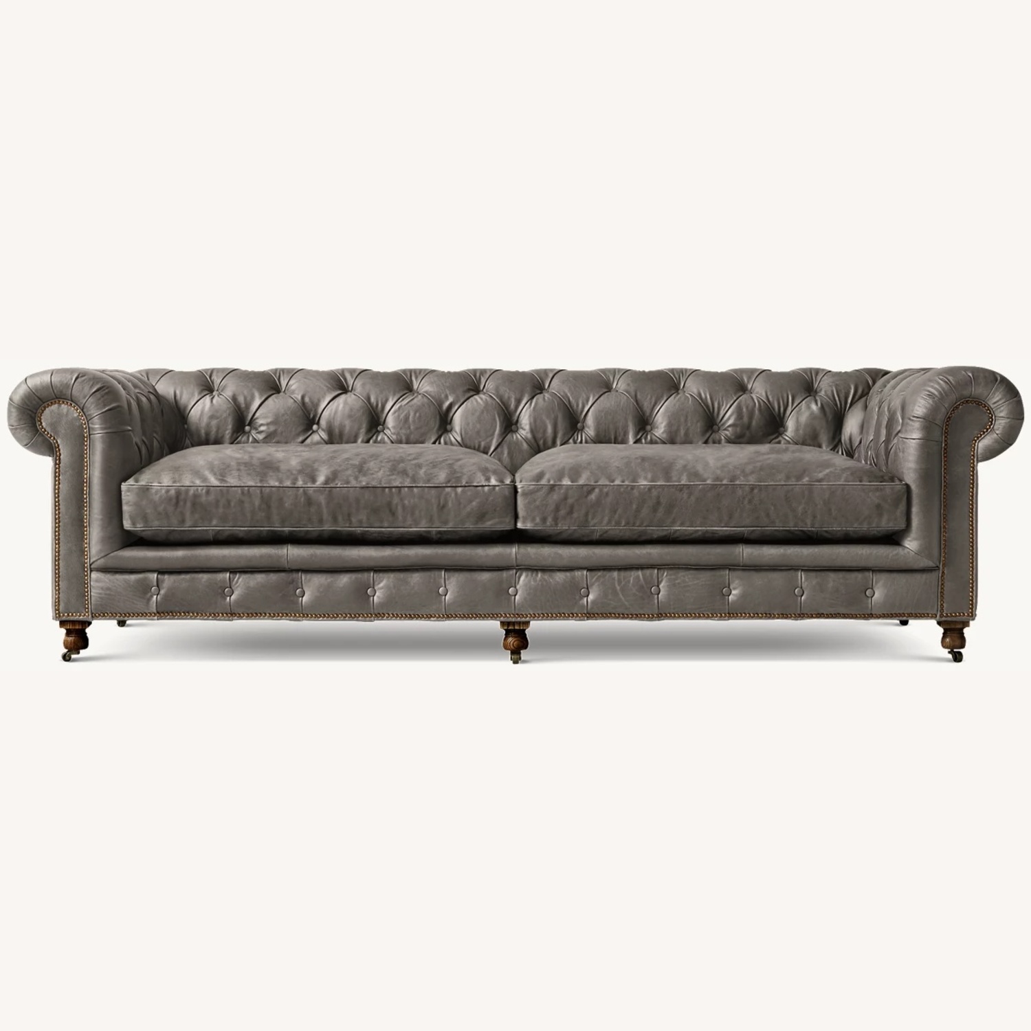 Restoration Hardware Kensington Leather 3+ Seater Sofa - image-6