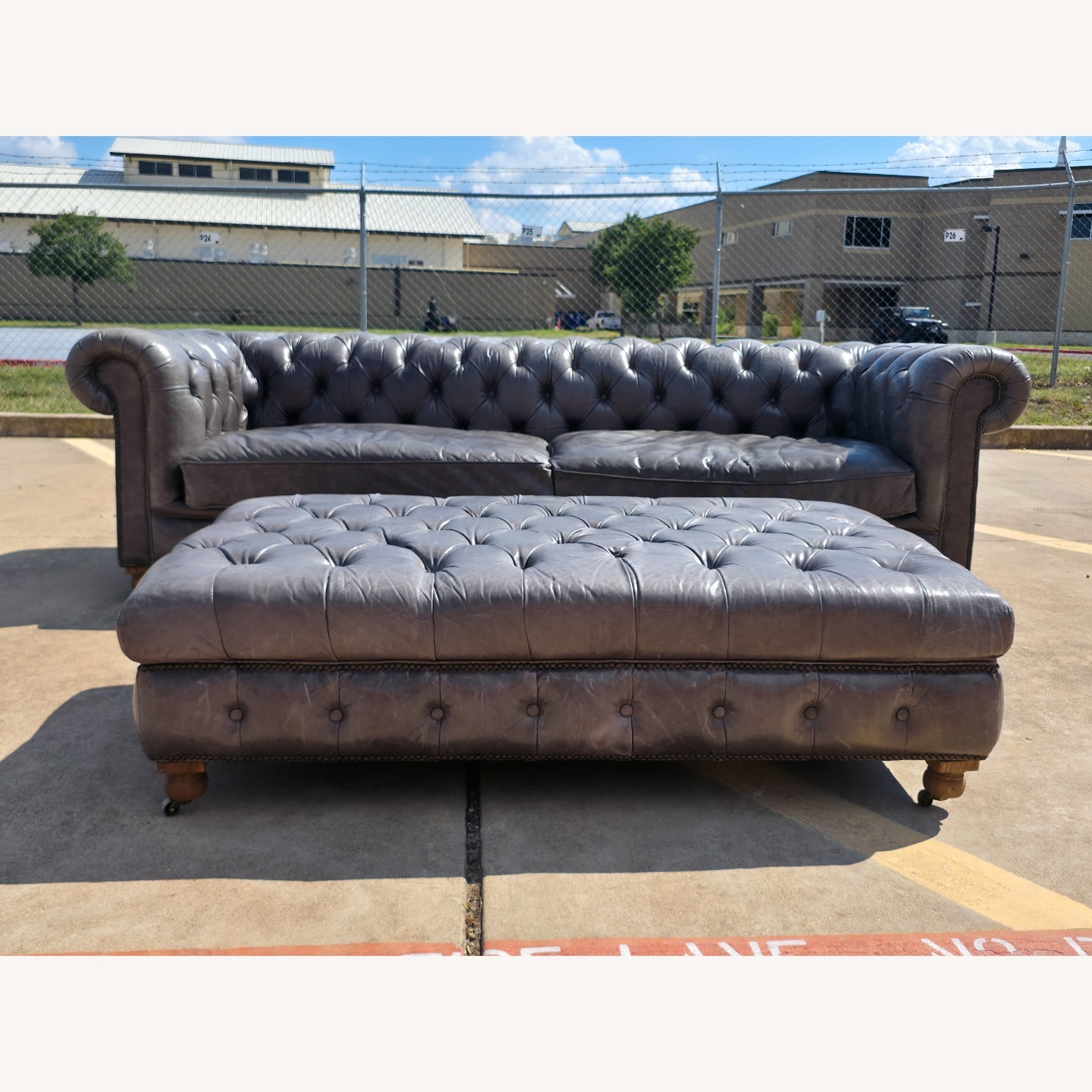 Restoration Hardware Kensington Leather 3+ Seater Sofa - image-5