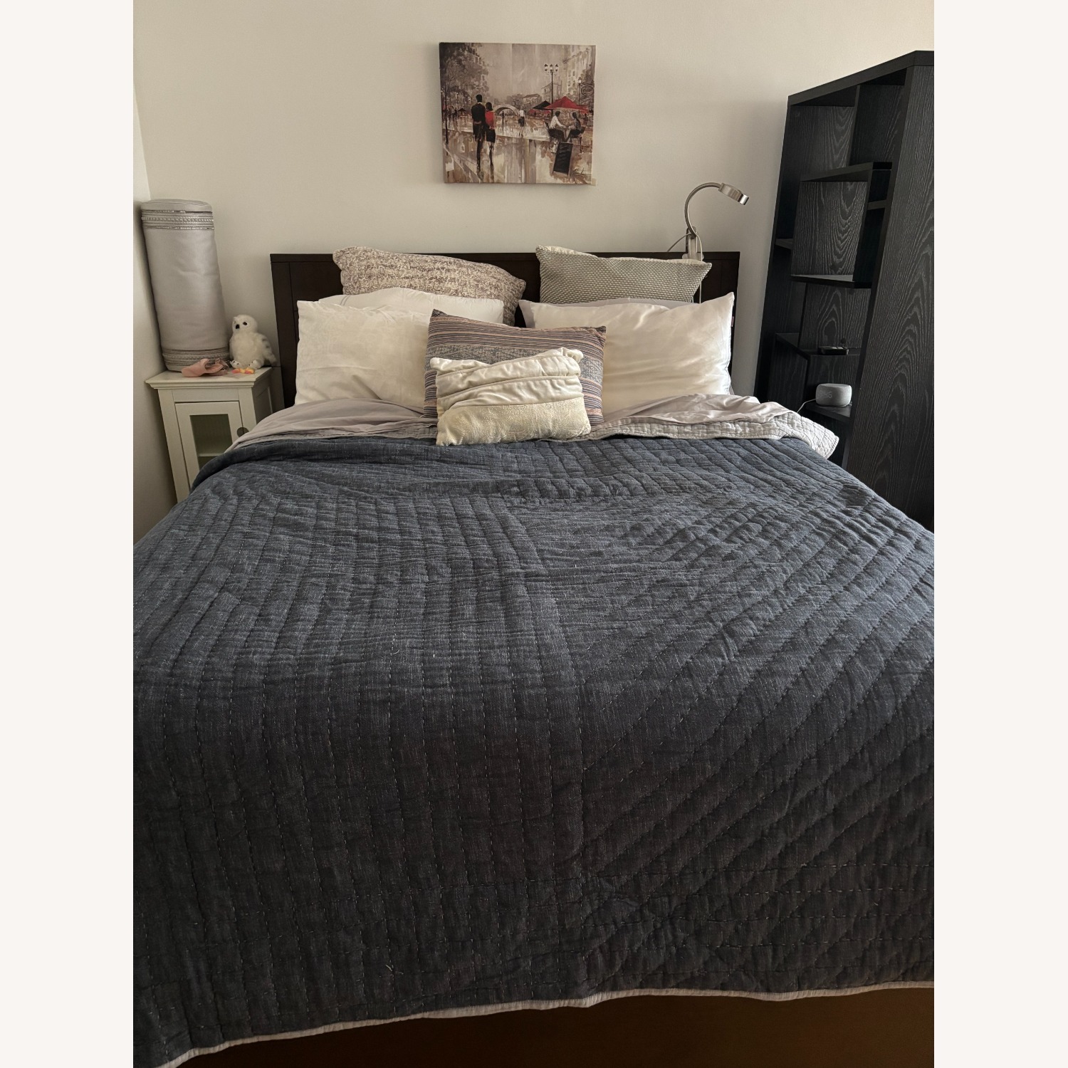 Macy's Dark Brown Wood Queen Bed - image-3