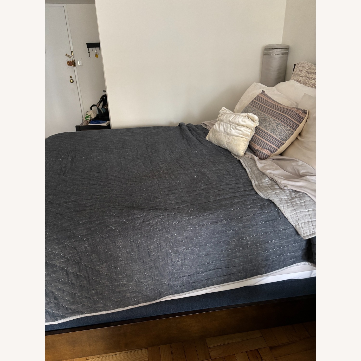 Macy's Dark Brown Wood Queen Bed - image-2