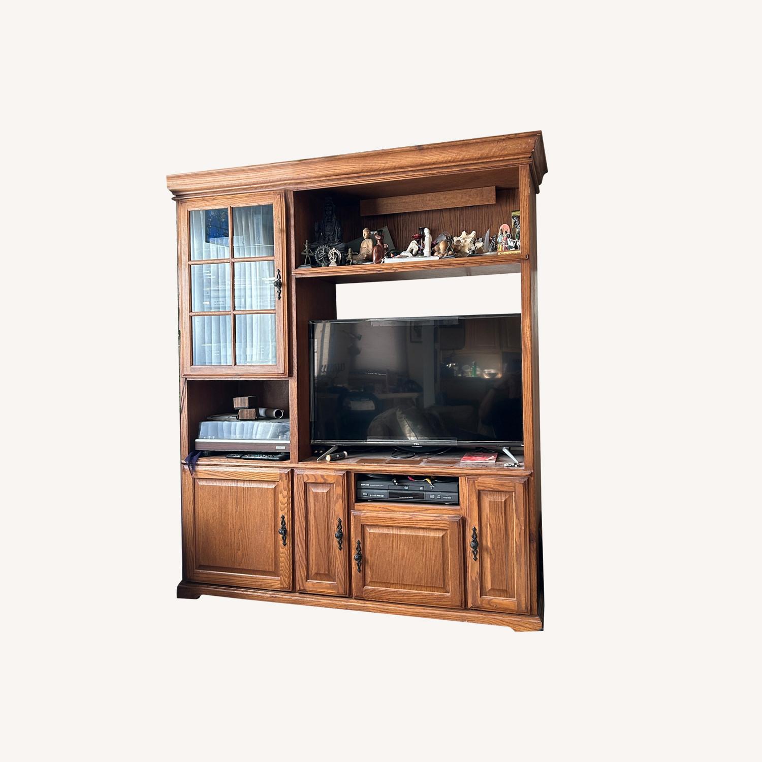 Light Brown Wood Media Storage - image-0