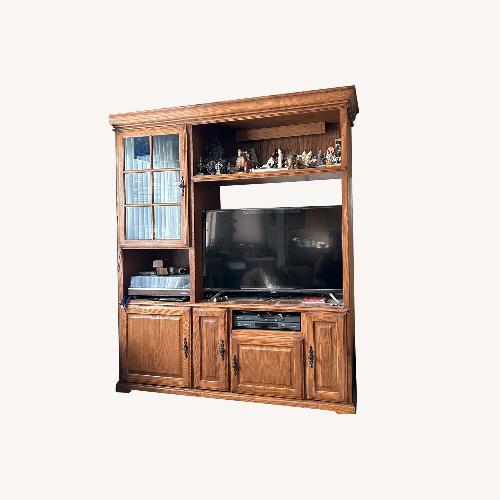 Used Light Brown Wood Media Storage for sale on AptDeco