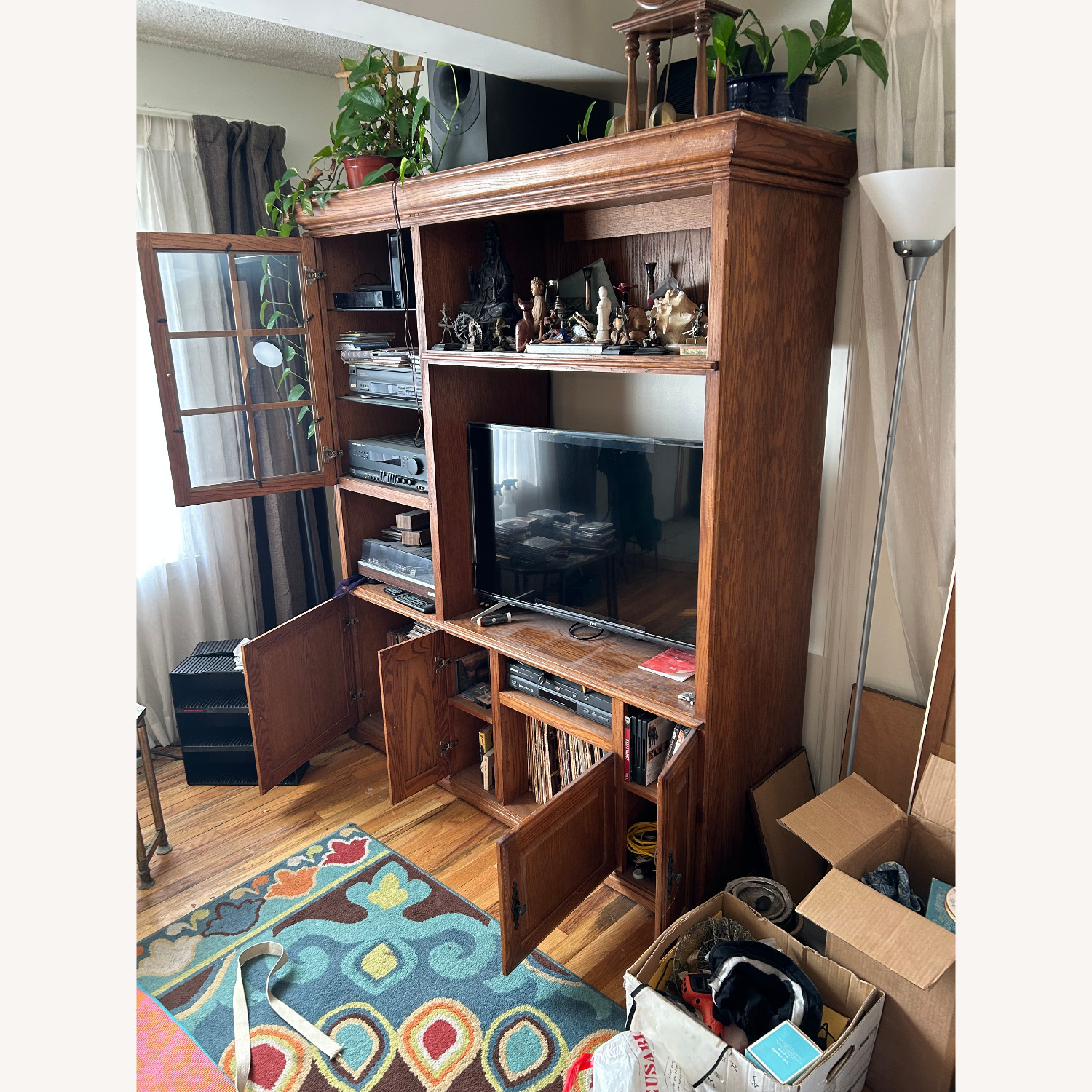 Light Brown Wood Media Storage - image-3