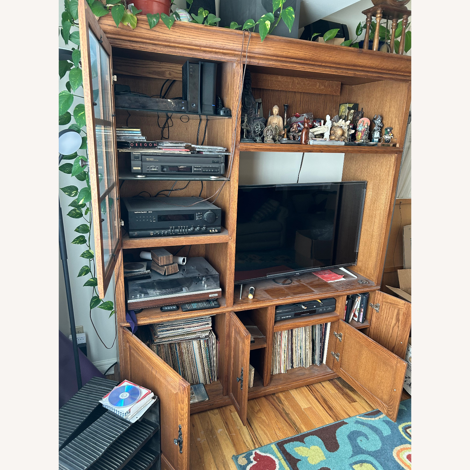 Light Brown Wood Media Storage - image-4