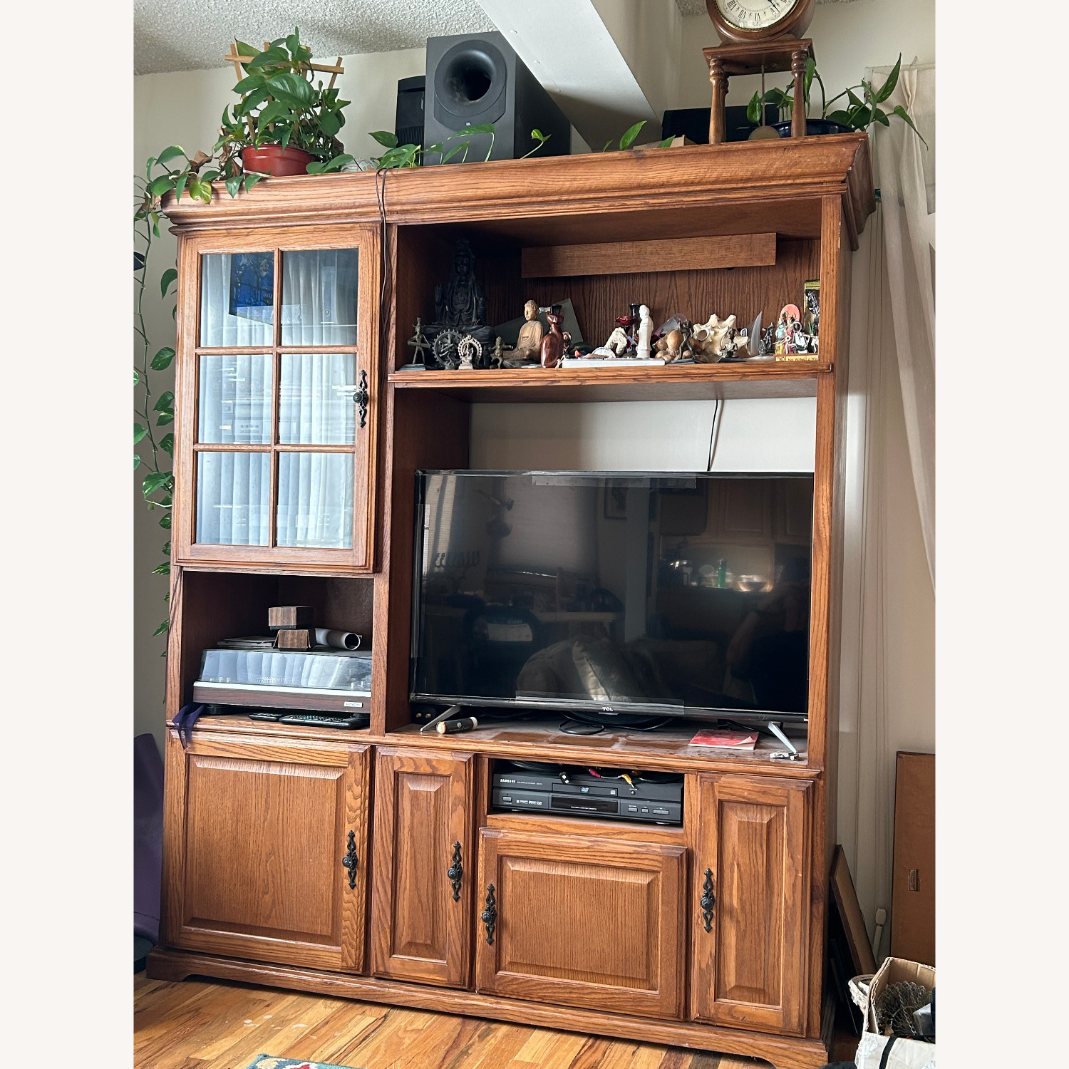 Light Brown Wood Media Storage - image-1