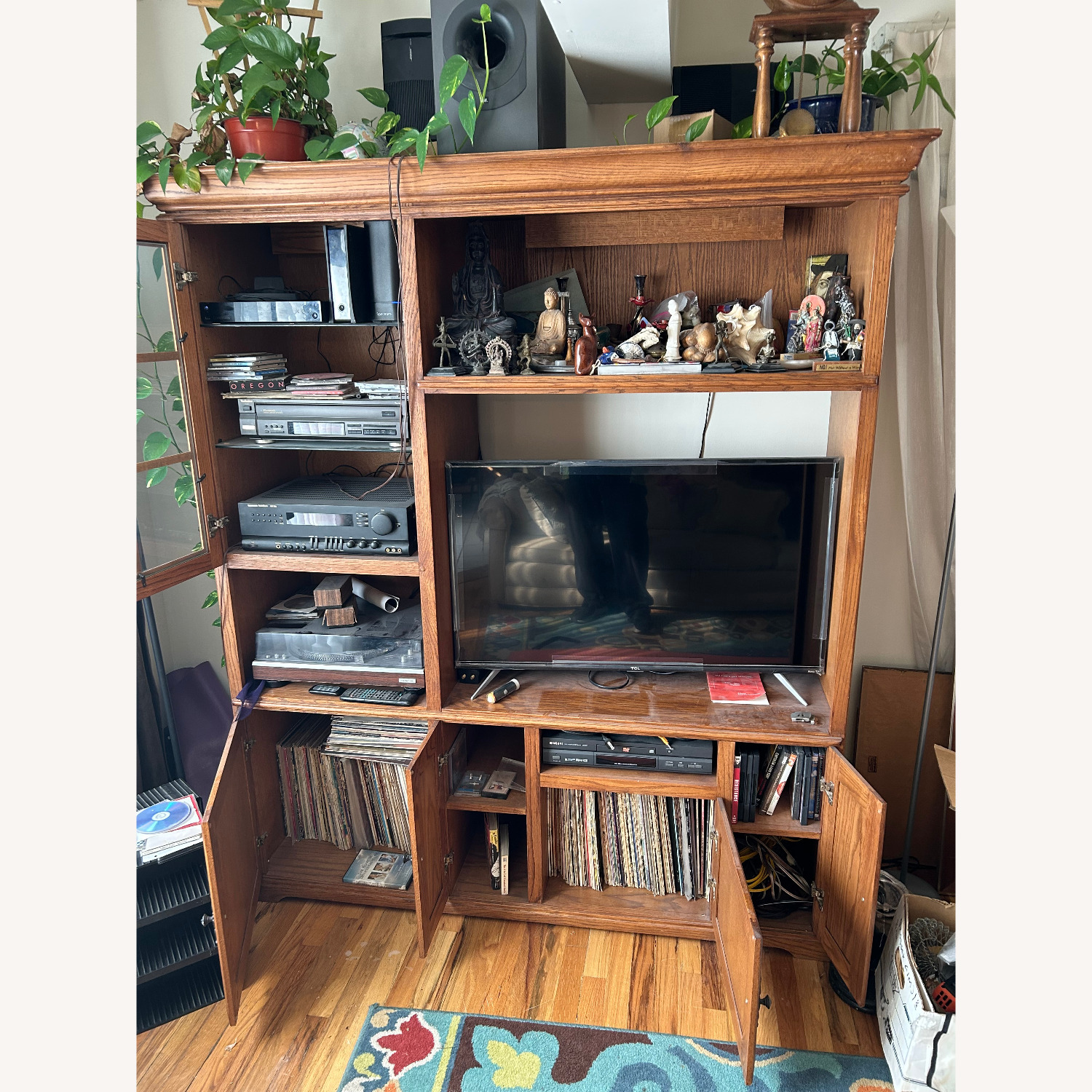 Light Brown Wood Media Storage - image-2