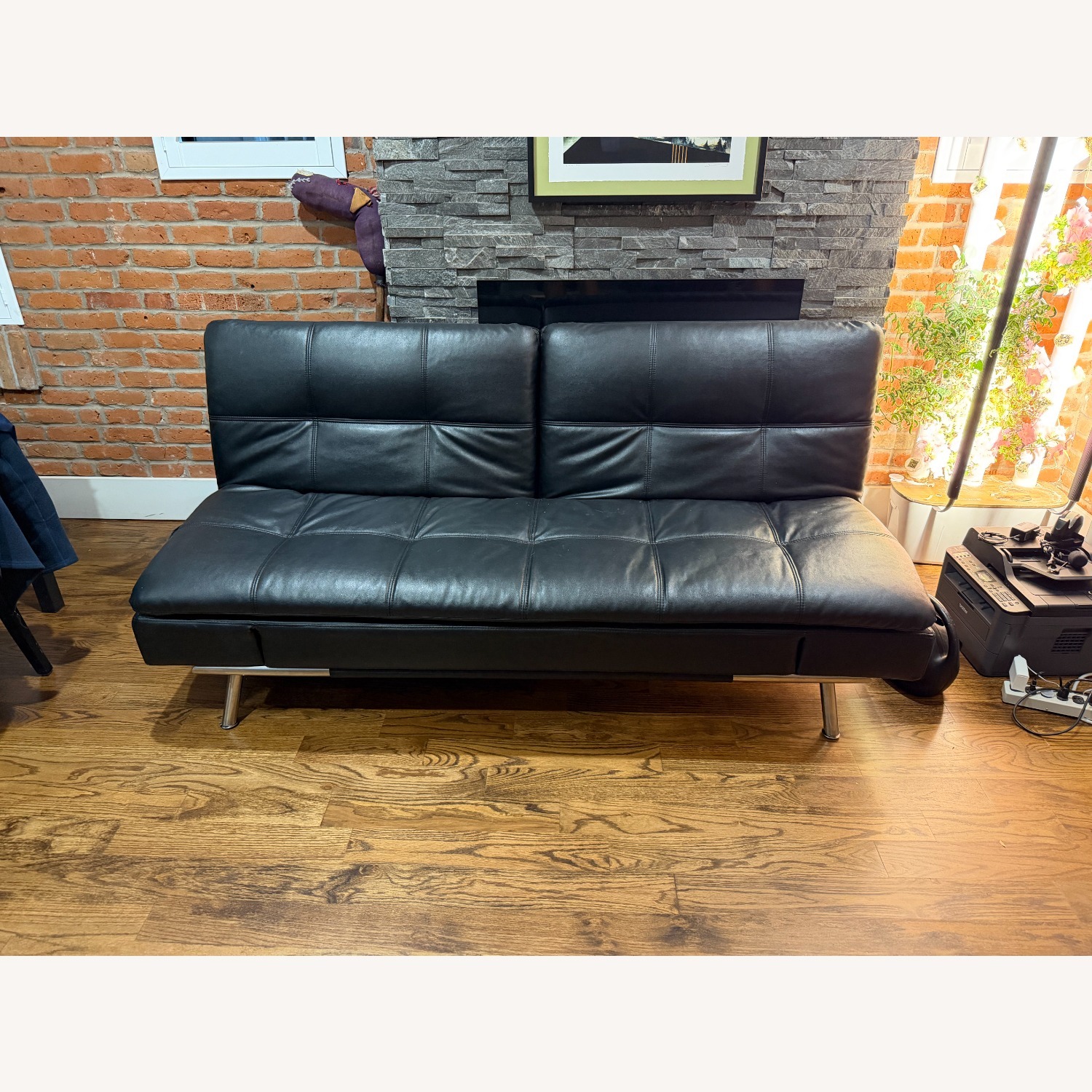 Lifestyle Solutions Black Leather Futon - image-2