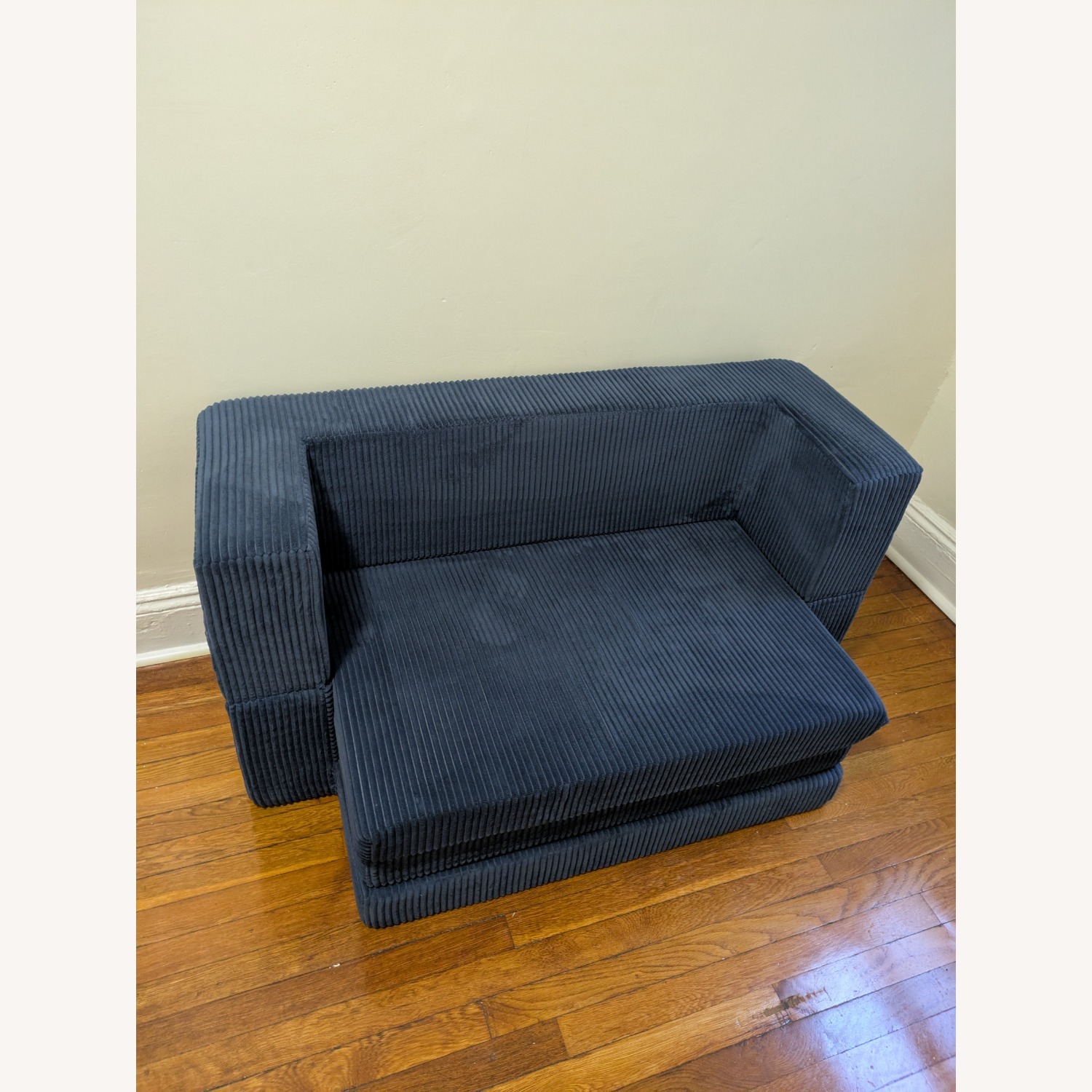 Blue Fabric Sleeper Sofa - image-1