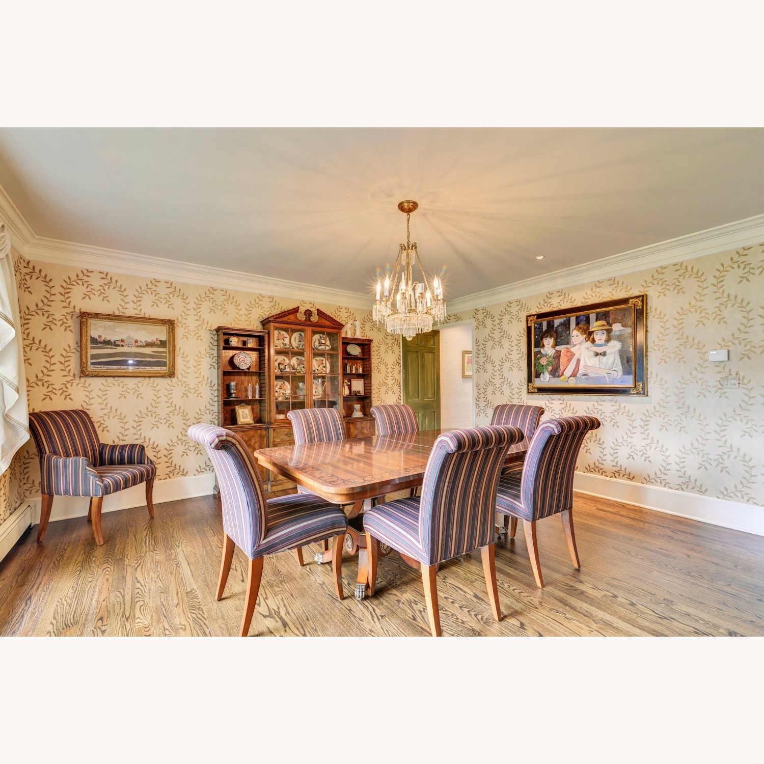 Dark Brown Fabric Dining Chairs - image-1